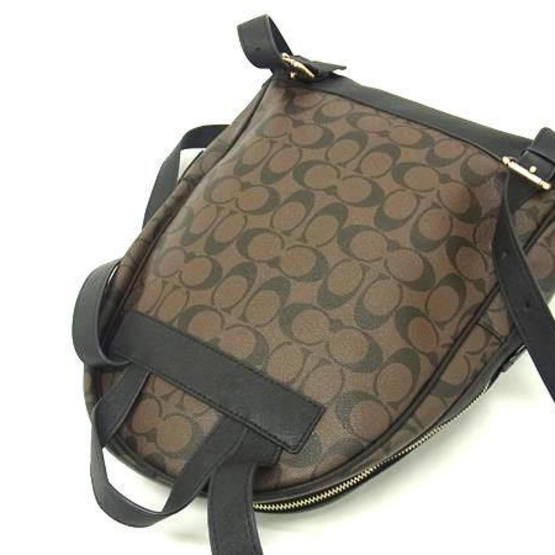 COACH Kenley Signature Backpack in Brown and Black Leather