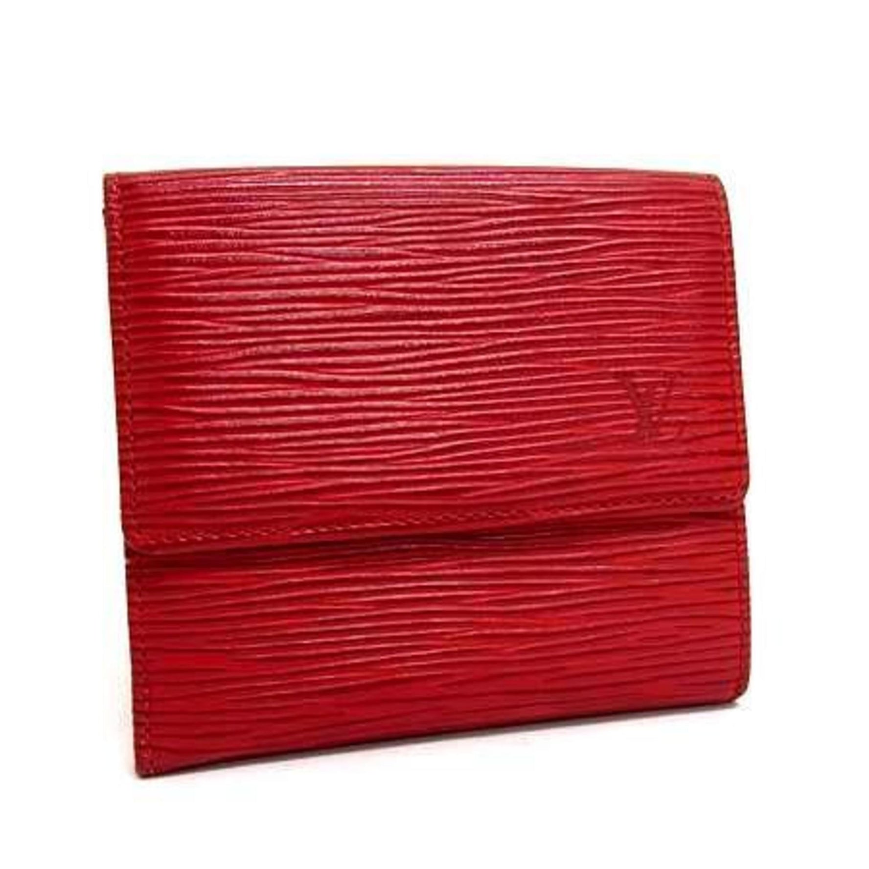 LOUIS VUITTON Louis Vuitton Porte Monnaie Carte Credit Wallet Castilian Red Epi Leather Tri-fold