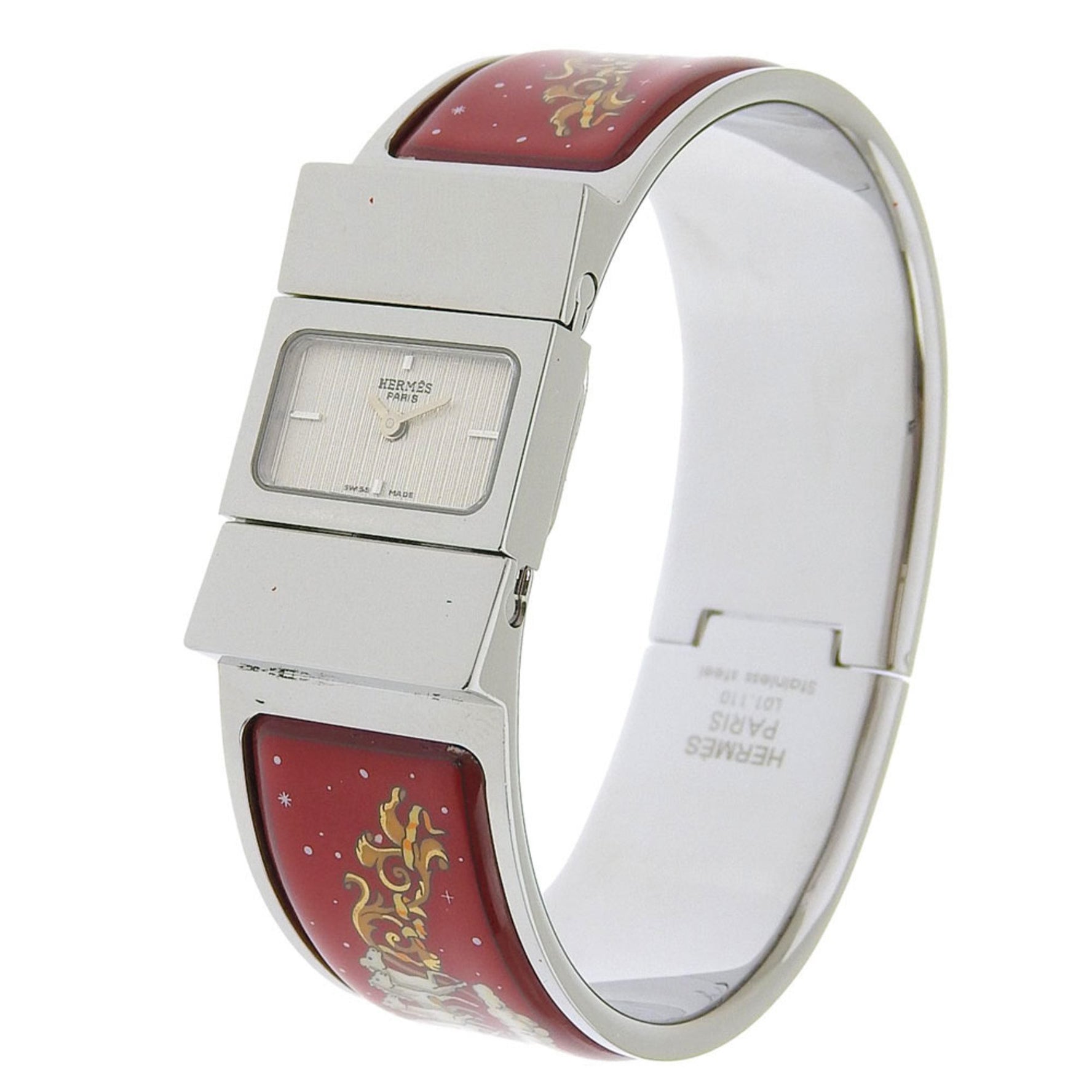 Hermès Location Watch Stainless Steel Quartz Analog Display, White Dial