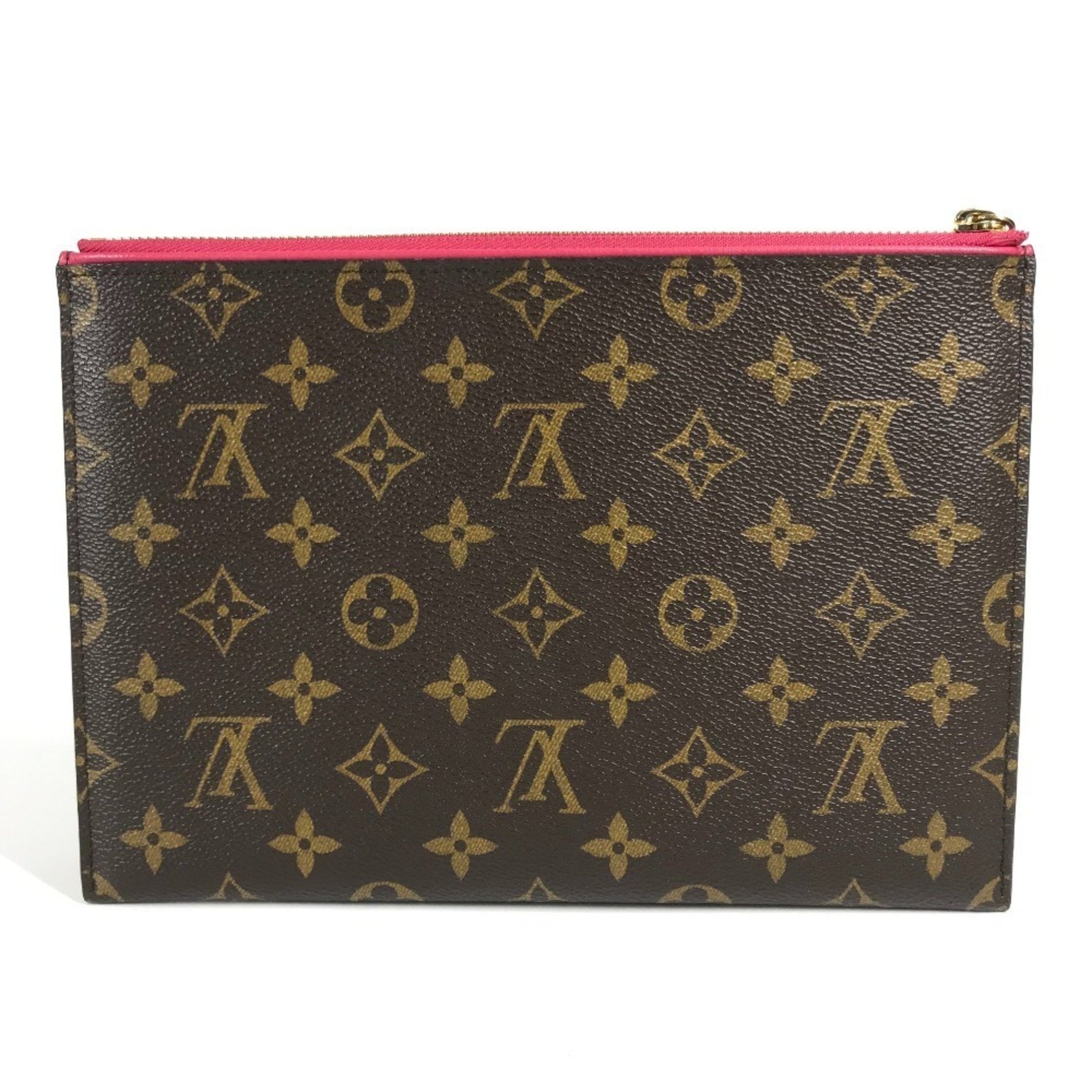 LOUIS VUITTON Monogram Pallas Pochette, a clutch bag with strap and canvas lining. rose pink.