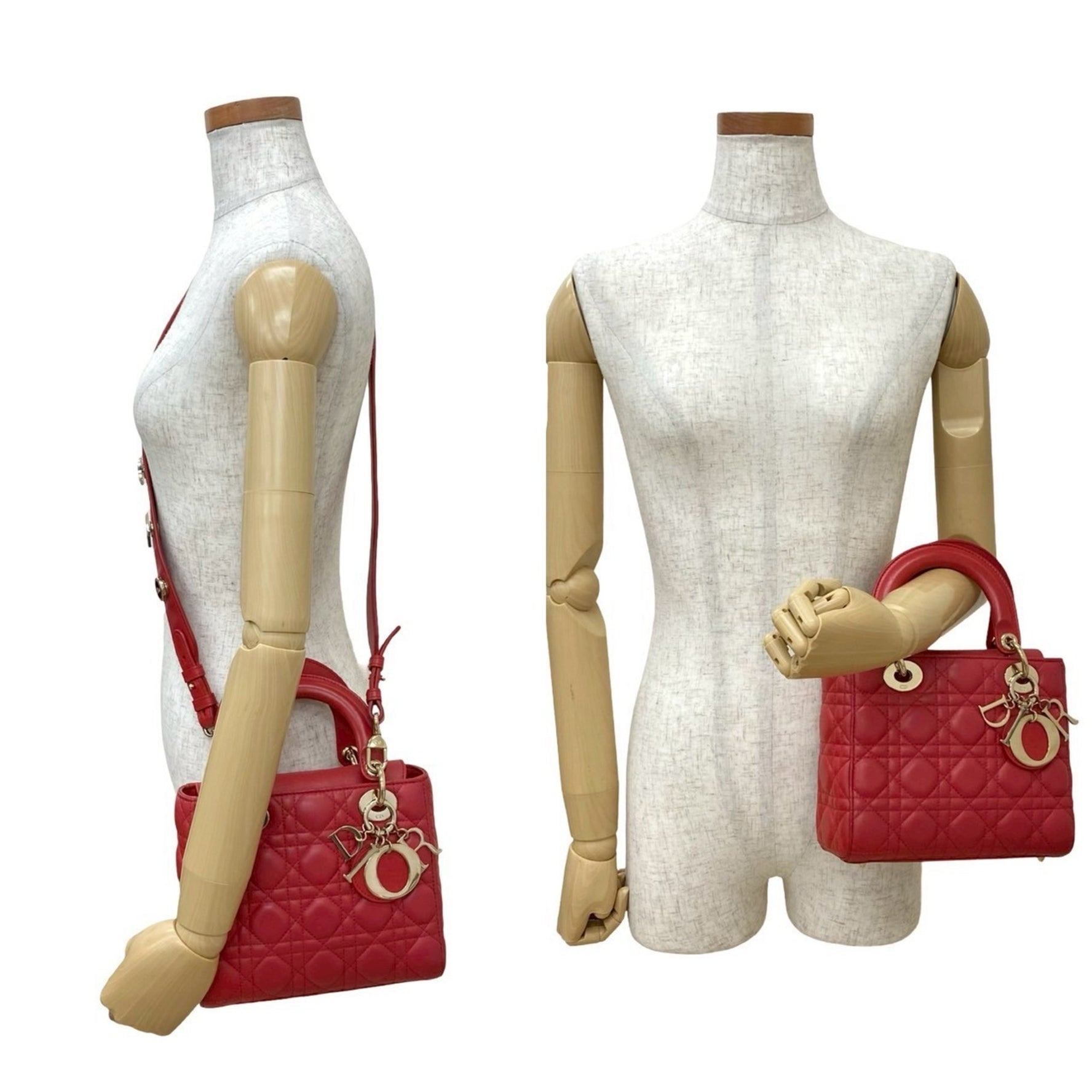 Christian Dior Lady My ABC Cannage Leather Handbag/Shoulder Bag, Red