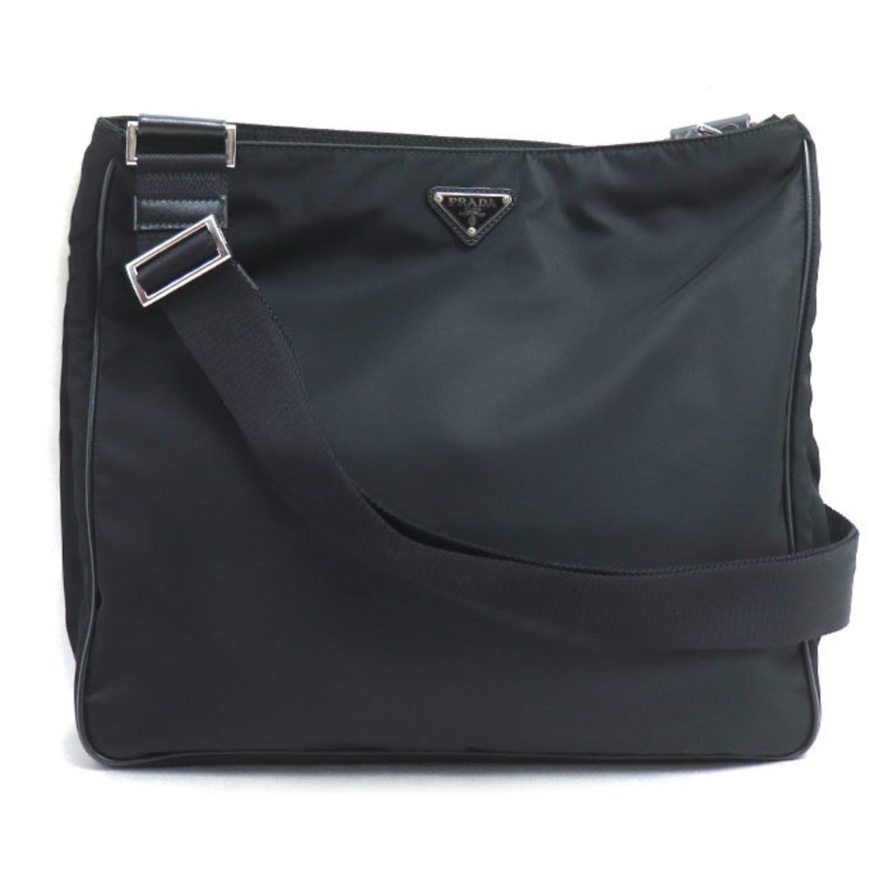 PRADA Tessuto Saffiano Triangle Shoulder Bag, Black, VA0220, Unisex