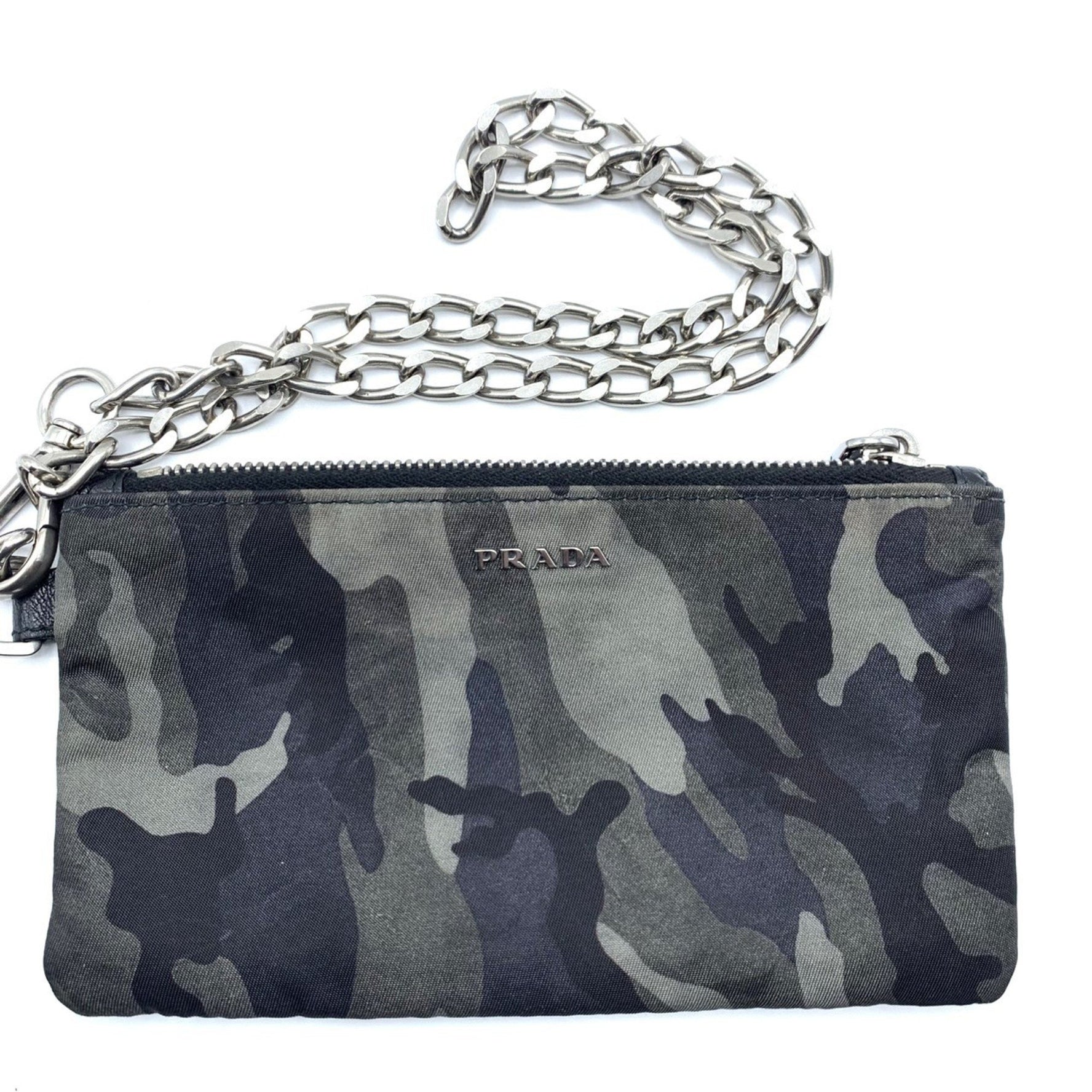 Prada Chain Wallet/Coin Case Pouch Tessuto Nylon Camouflage 2M1273 PRADA