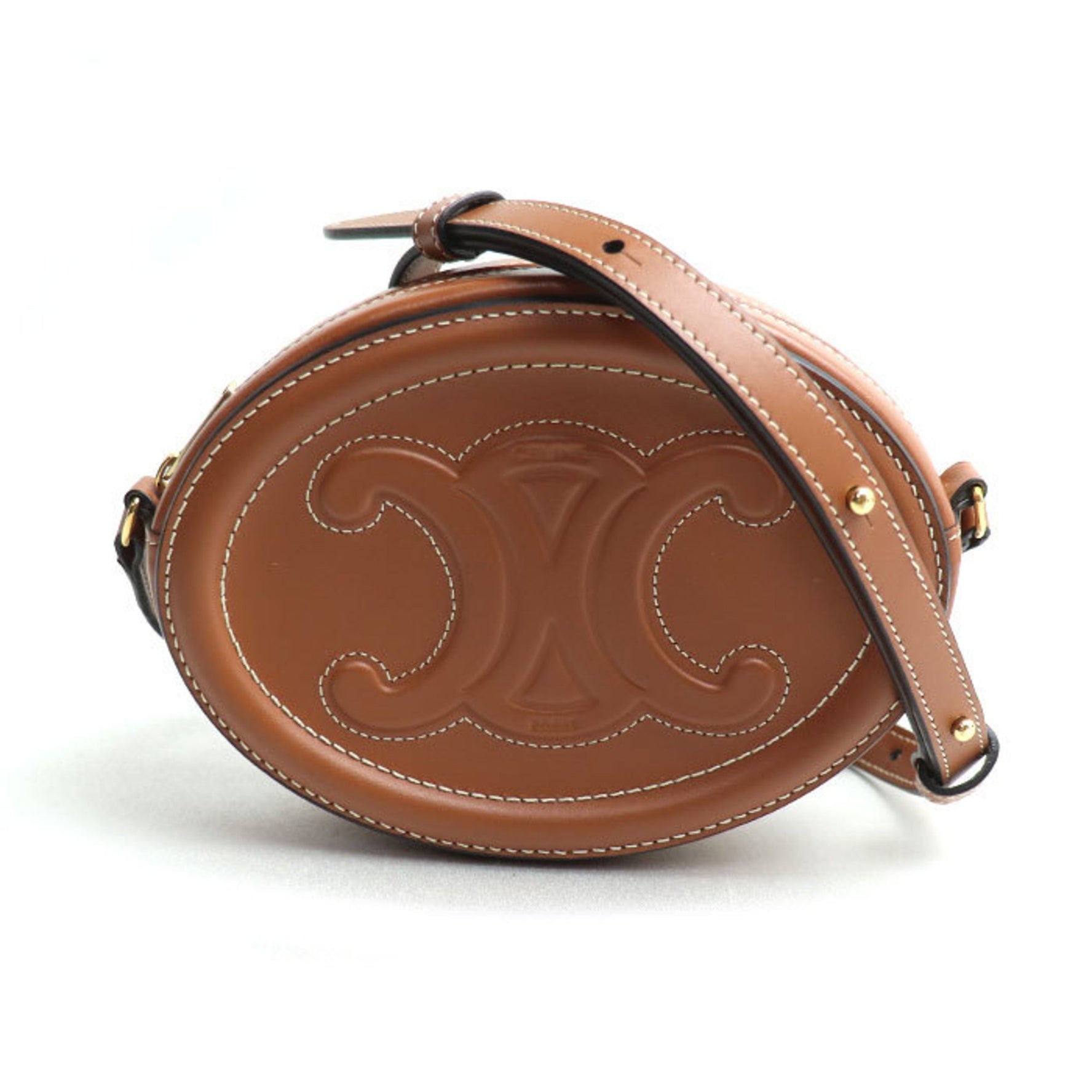 CELINE Oval Purse Cuir Triomphe Crossbody Shoulder Bag Tan