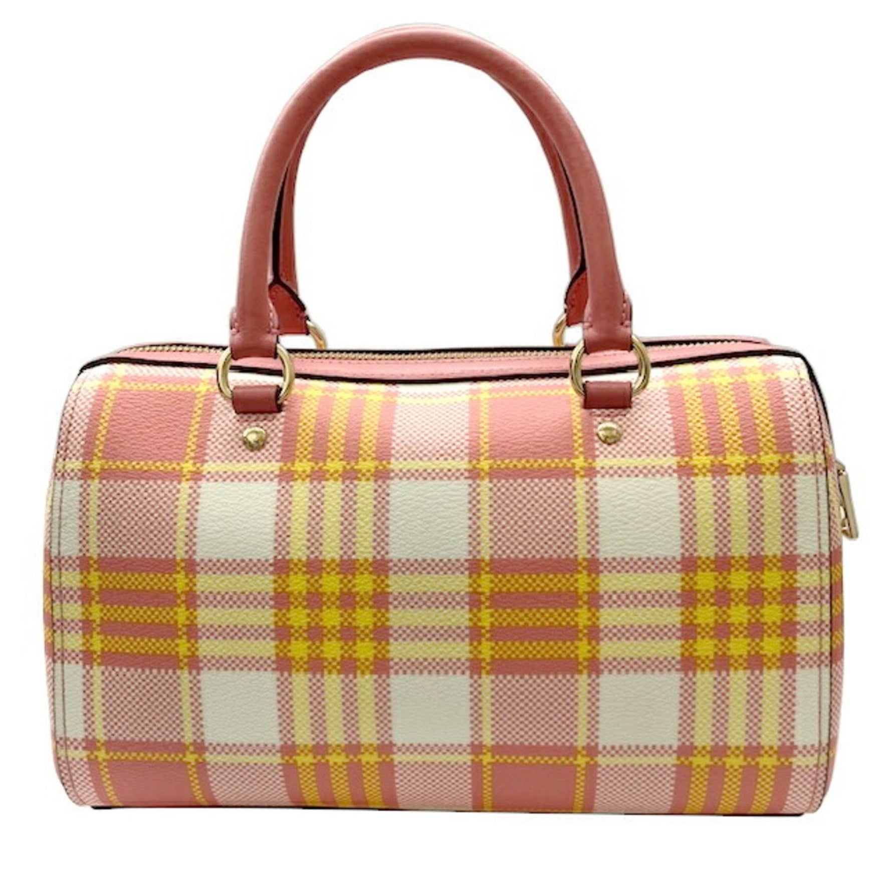 COACH Roan Satchel Garden Plaid Print Multicolor Leather Handbag/Shoulder Bag