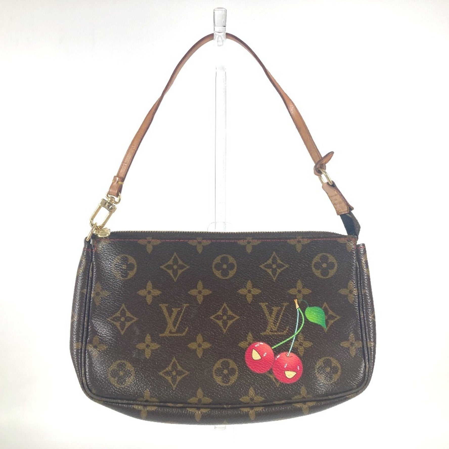 Louis Vuitton Monogram Cherry Takashi Murakami Pochette Accessoires Bag Hand Pouch Accessory Canvas Brown