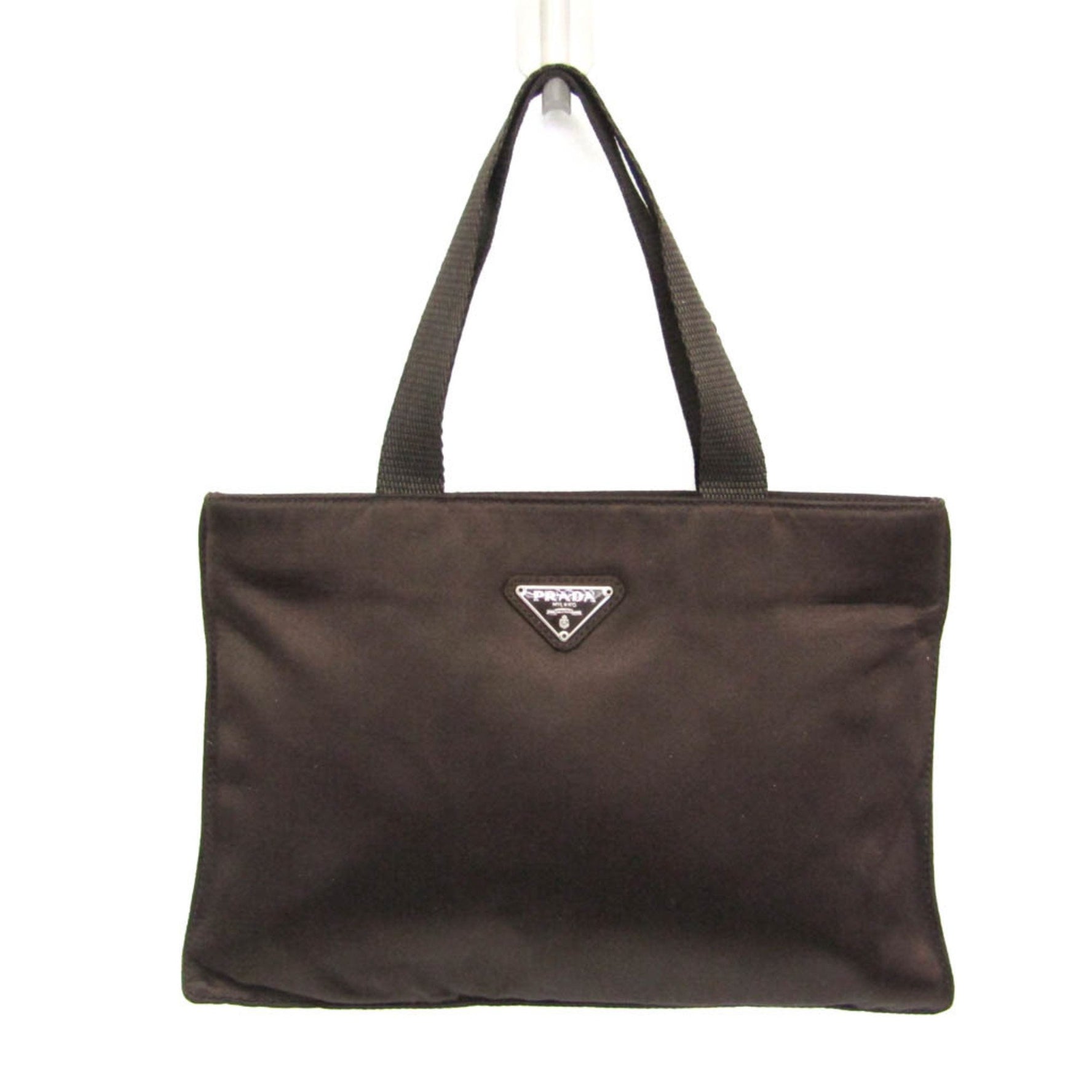 Prada Triangle Logo Mini Bag Women's Velvet Handbag Brown