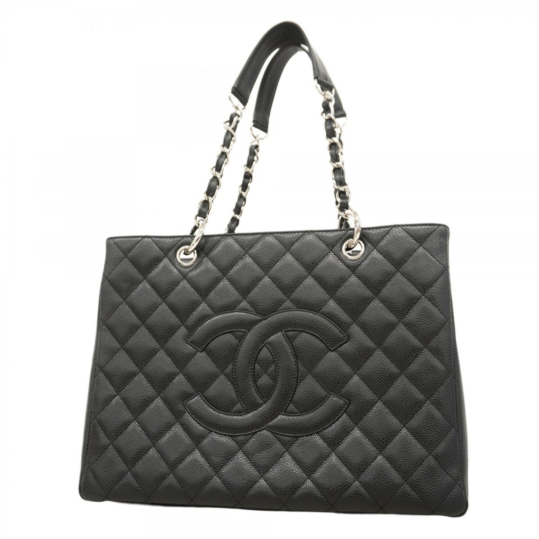 Chanel Matelasse Chain Tote Bag in Caviar Skin, Black, Women's