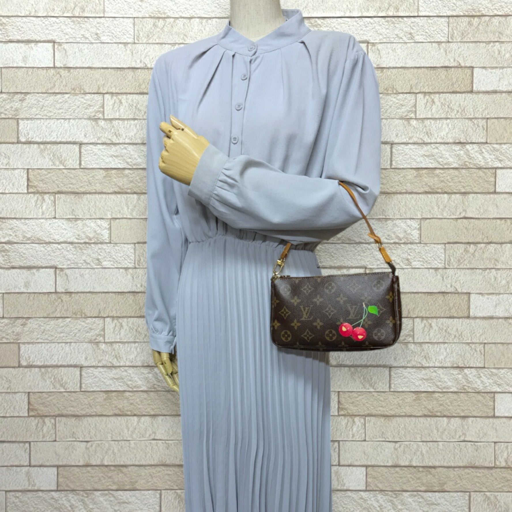 Louis Vuitton Takashi Murakami Collaboration Pochette Accessoires Monogram Cherry Handbag Canvas M95008 Brown Women's LOUIS VUITTON