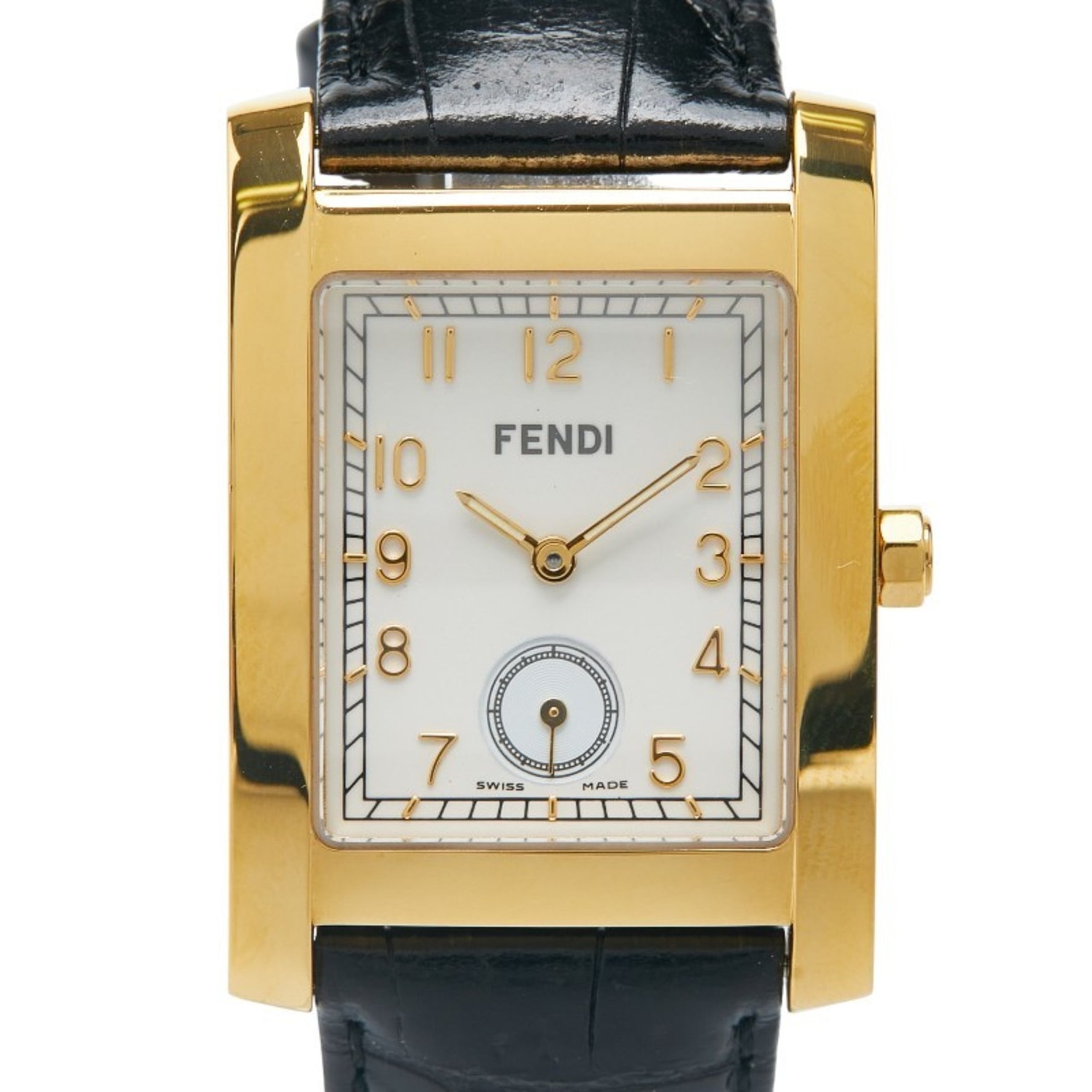 Fendi Classico Watch Quartz Beige Dial Stainless Steel Leather
