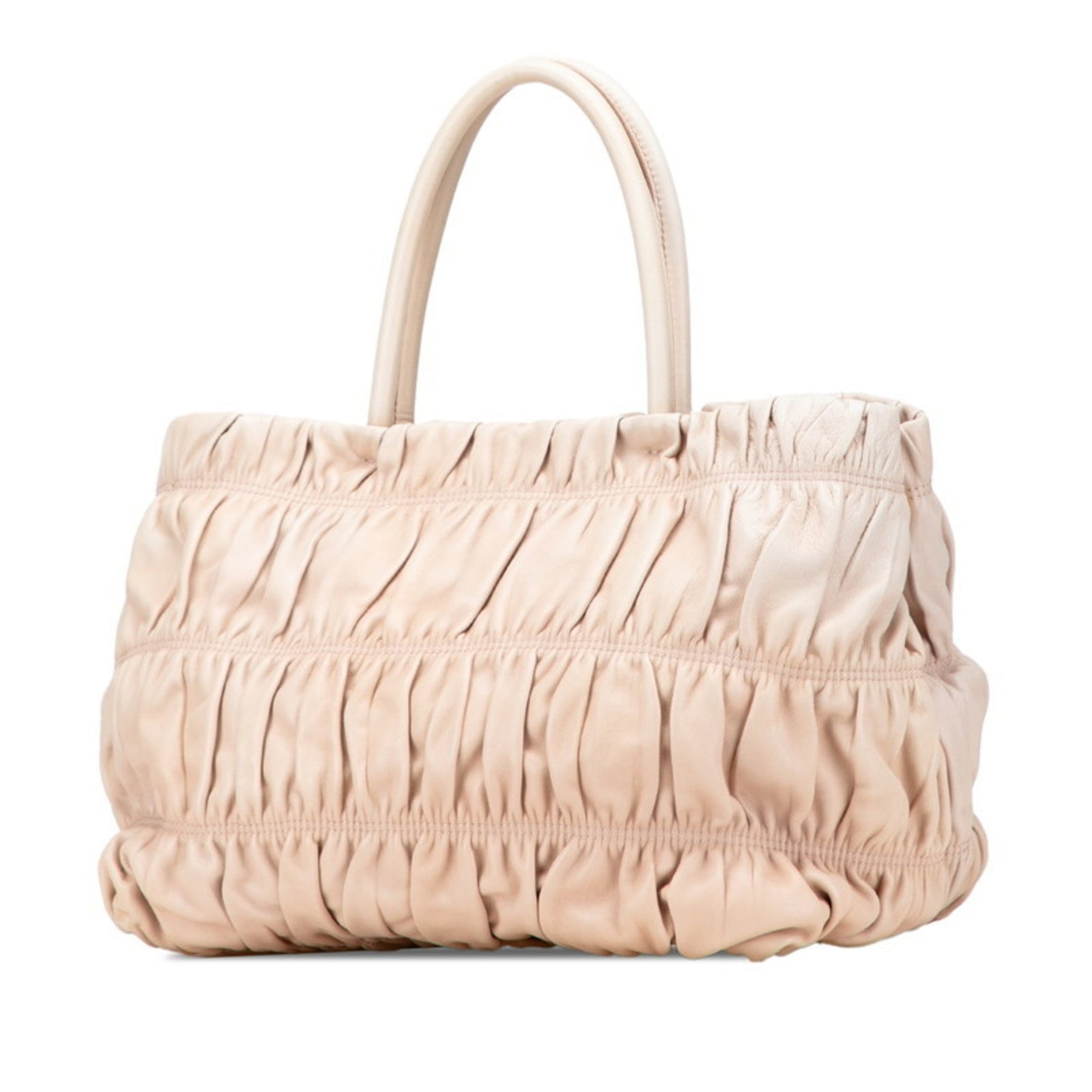 Prada Ribbon Tote Bag/Shoulder Bag, Beige/Pink Beige Leather