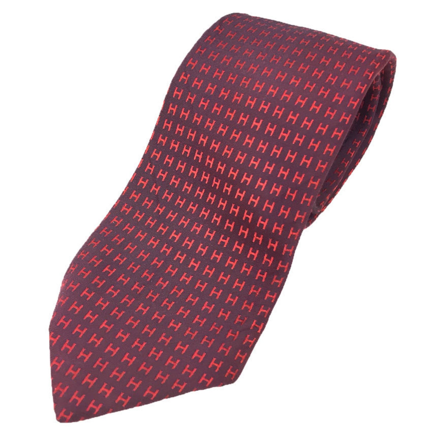 Hermes Tie H 100% Silk CRAVATE FACONNEE BICOLORE Pattern