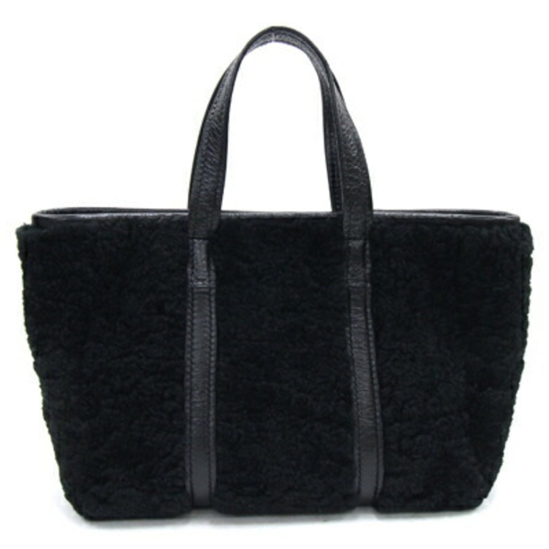 Balenciaga Handbag Barbes Small Black Mouton Leather Fur Women's BALENCIAGA