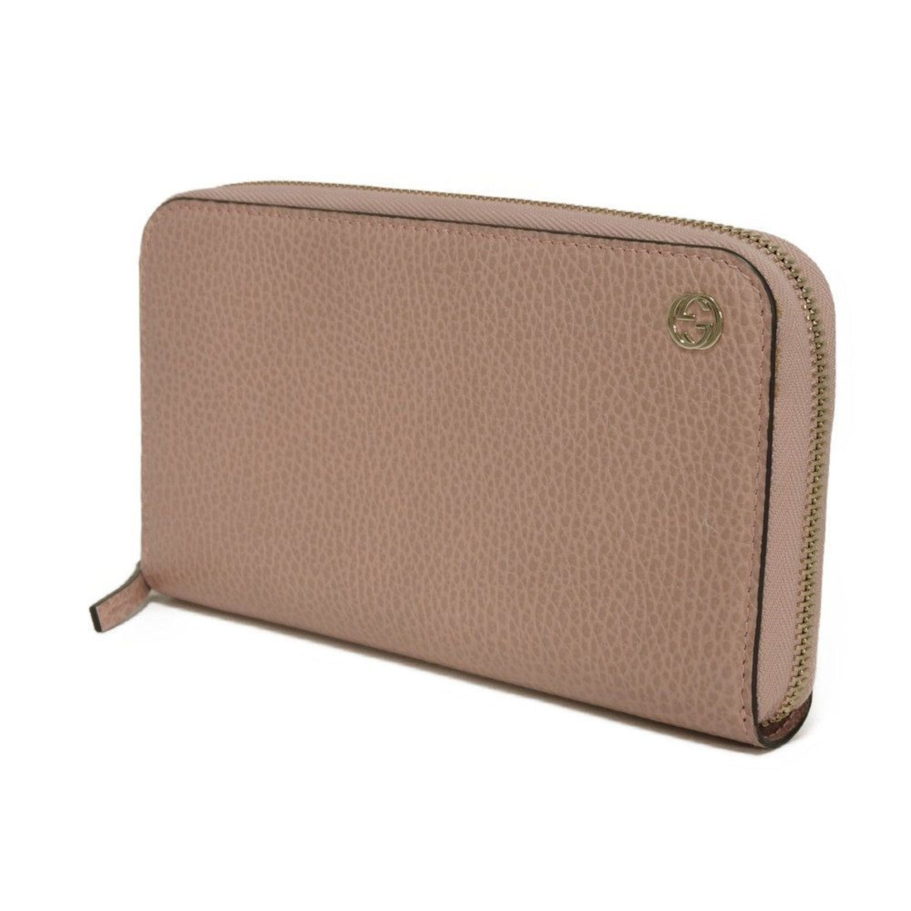 Gucci Double G Zip-Around Wallet in Calfskin with Interlocking Design Soft 5806) - Long Bill Compartment