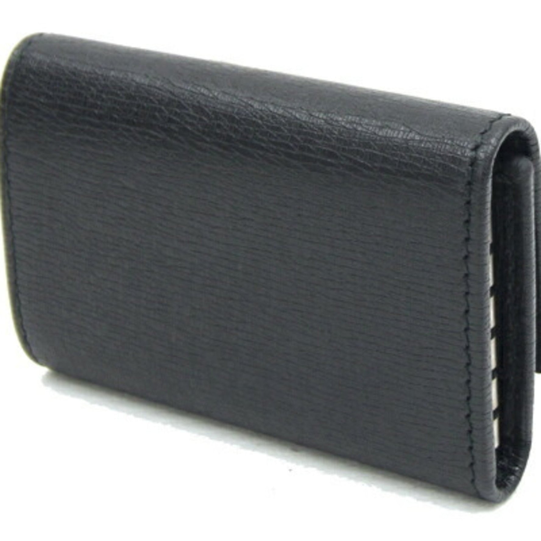 Gucci 6-Key Case Interlocking G Black Leather Keys Men Women GUCCI