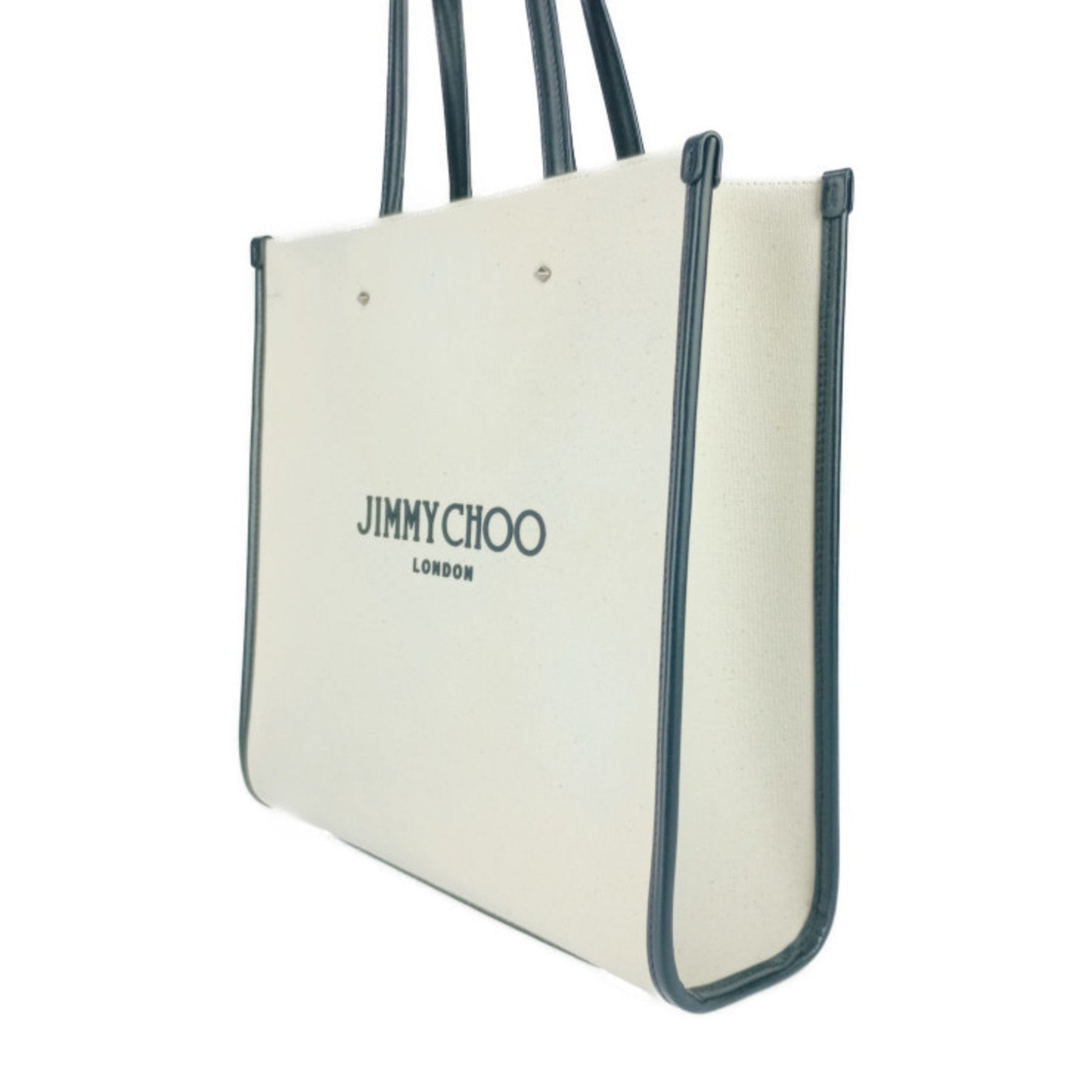 Jimmy Choo Tote Bag N S M - Natural Black Canvas Leather Shoulder