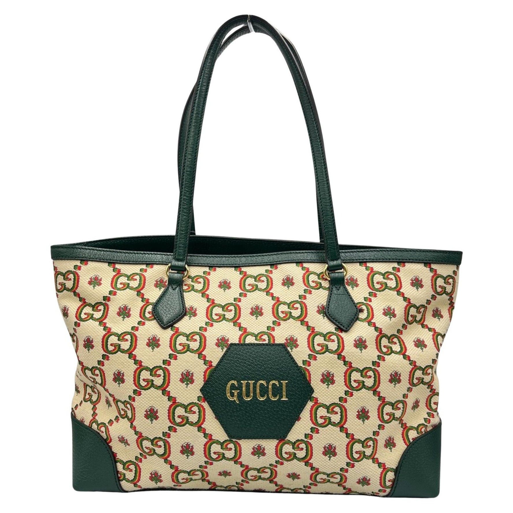 Gucci Ophidia Anniversary Tote Bag Canvas/Leather Green/Ivory