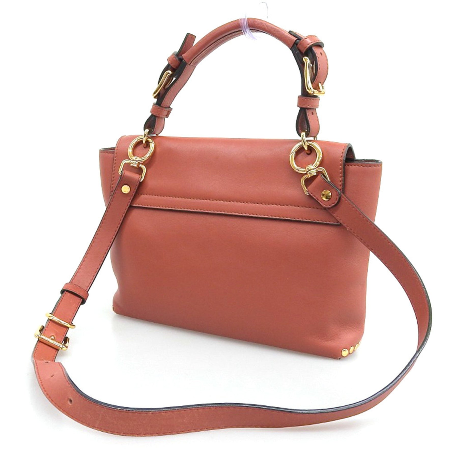 MARNI Leather Studs 2WAY Handbag Shoulder Bag Brown Women's