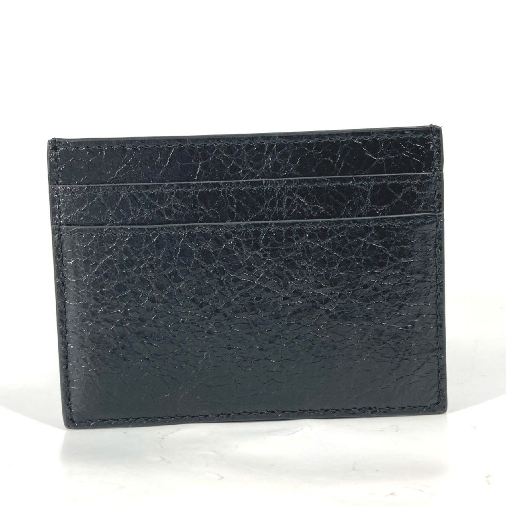BALENCIAGA BB Business Card Holder Pass Case Holder/Card Leather Women's Black