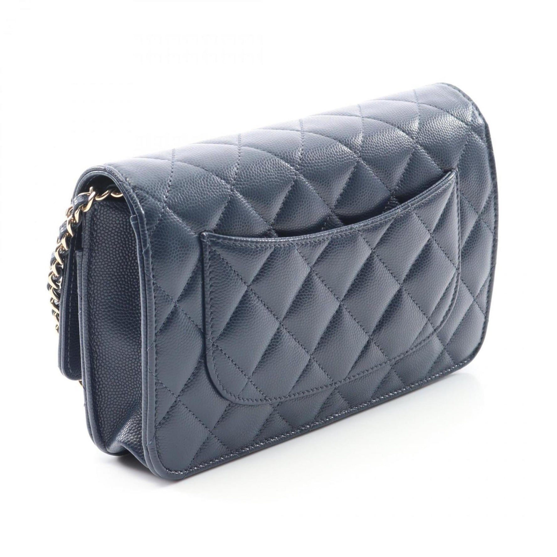 CHANEL Matelasse Shoulder Bag in Calfskin Leather, Navy Blue, AP4246