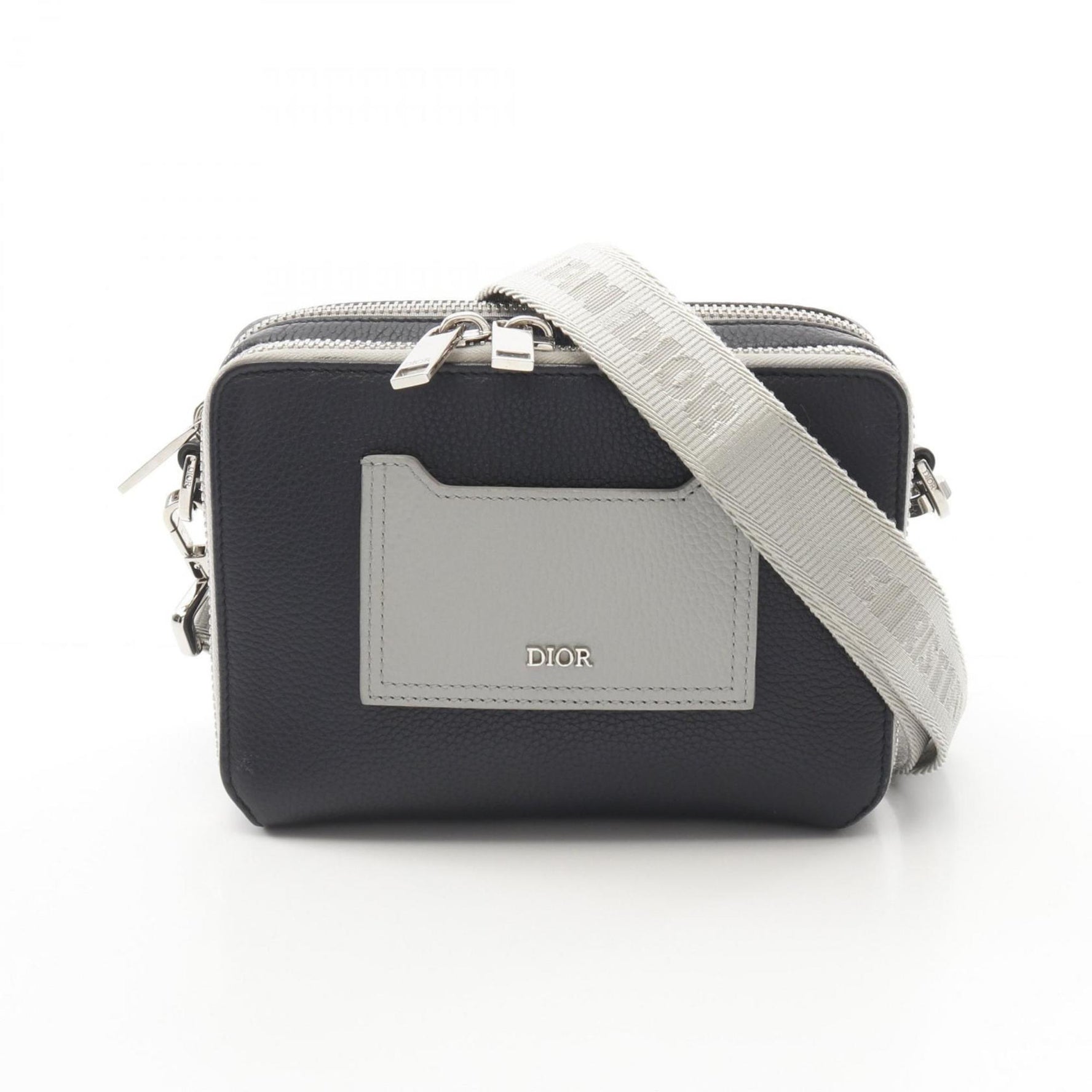 Christian Dior Dior Leather Shoulder Bag in Navy/Gray