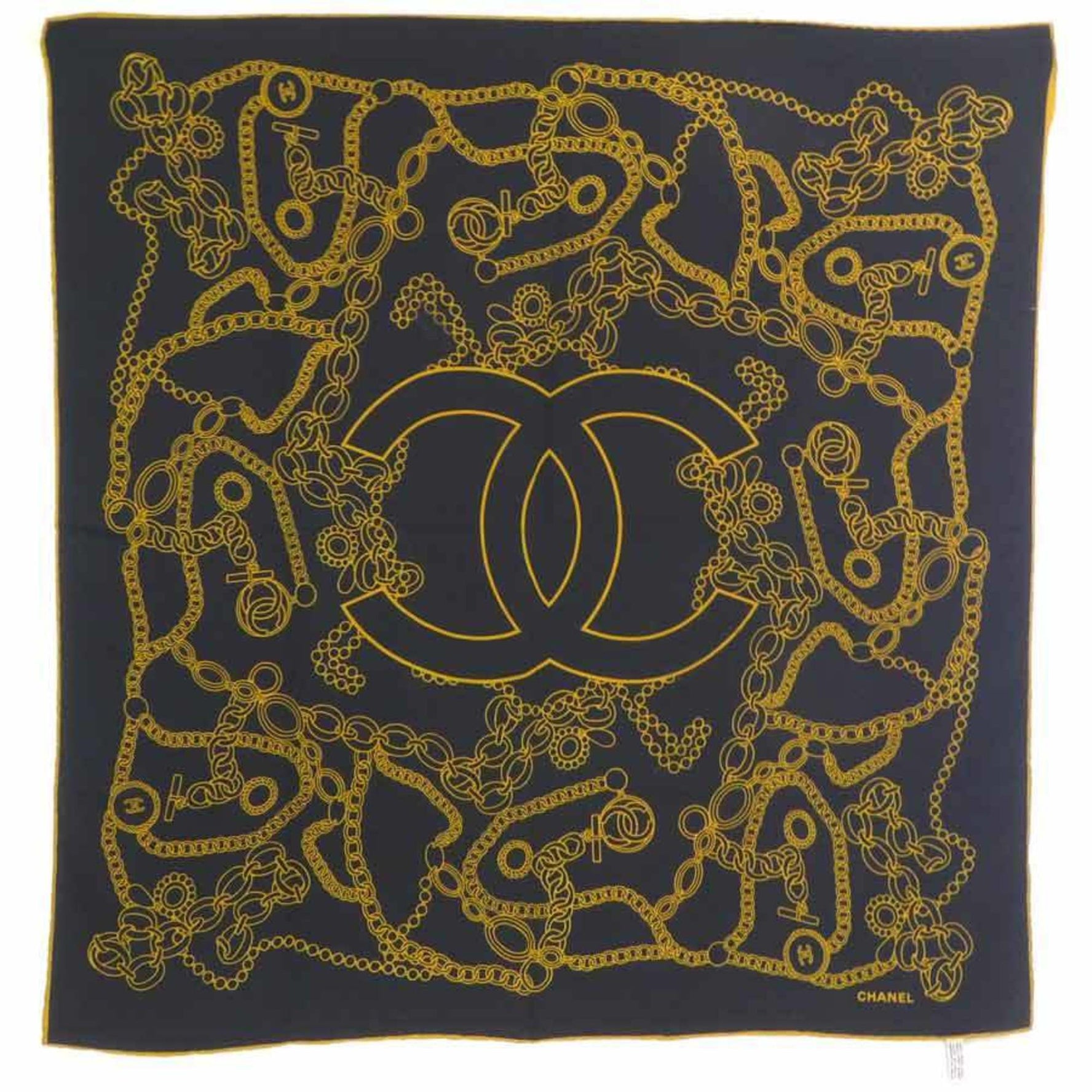 CHANEL Scarf/Muffler Silk Black/Yellow