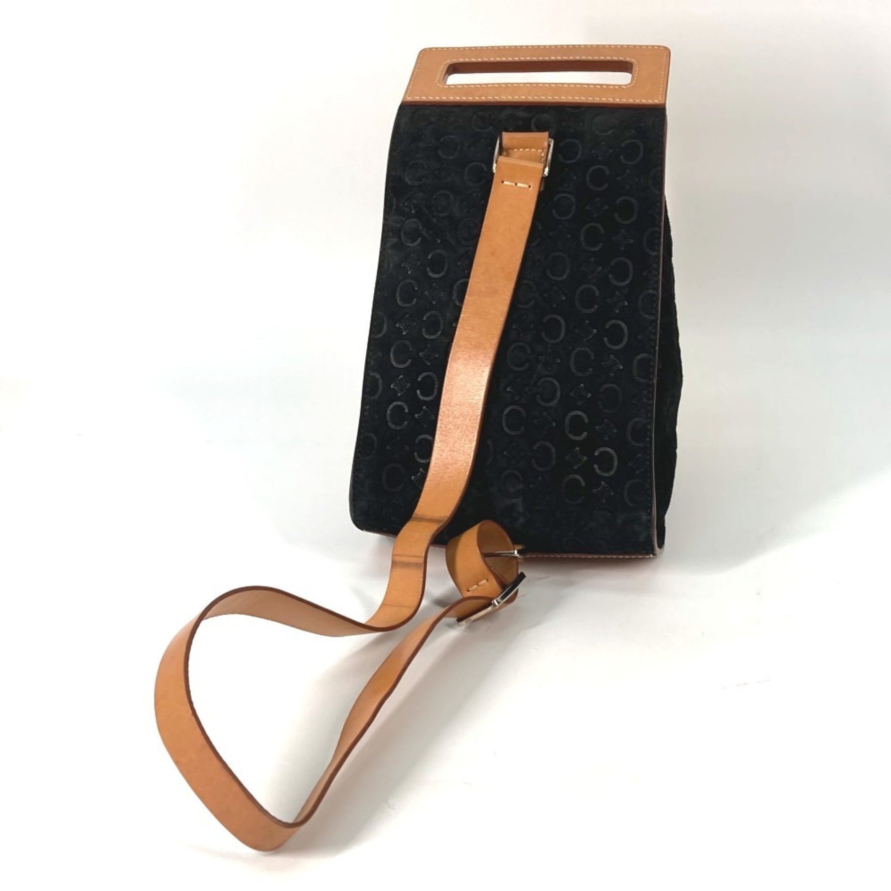 CELINE Crossbody Bag Logo Macadam Belt Shoulder Leather/Suede Brown