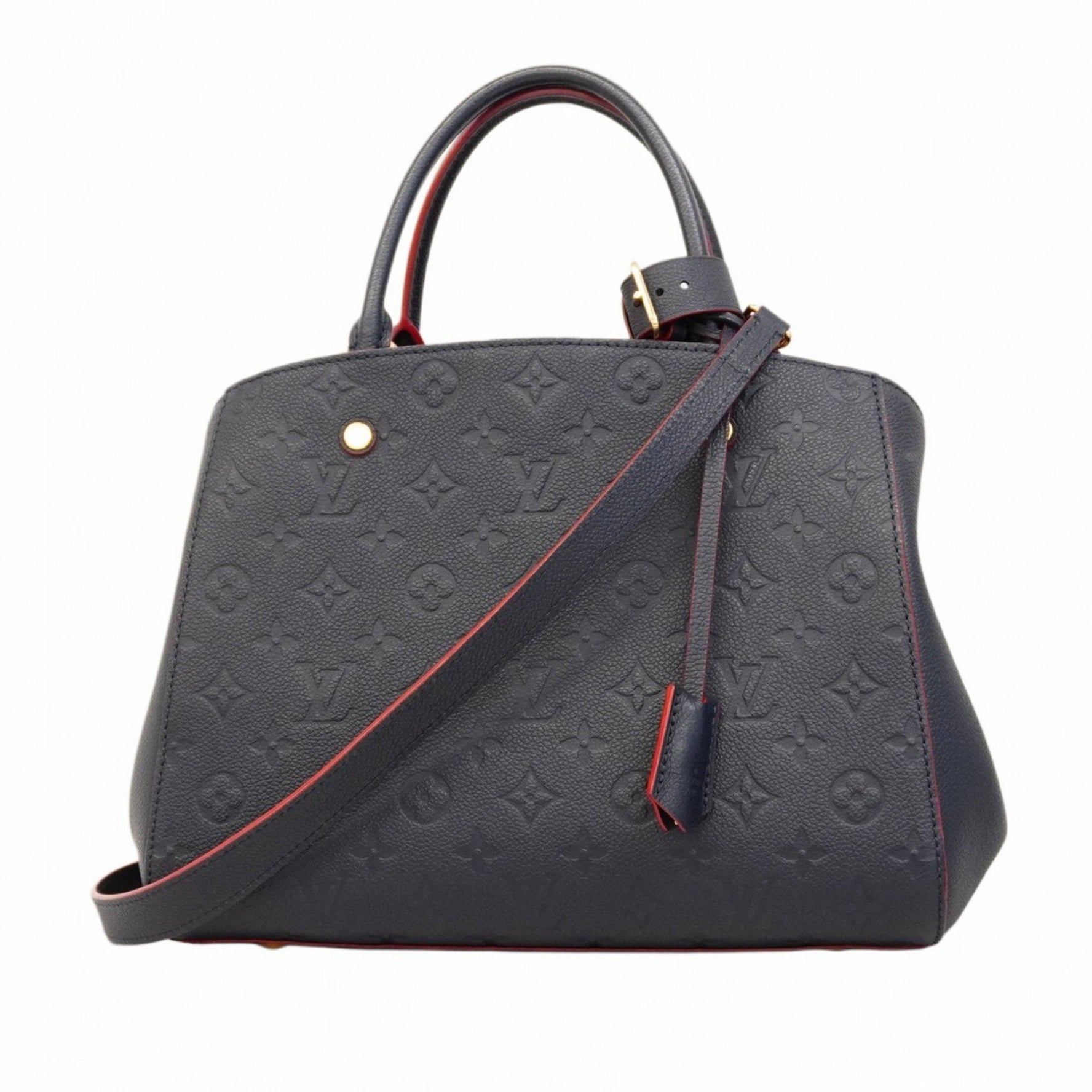 Louis Vuitton Monogram Empreinte Montaigne MM Handbag Marine Rouge Bag