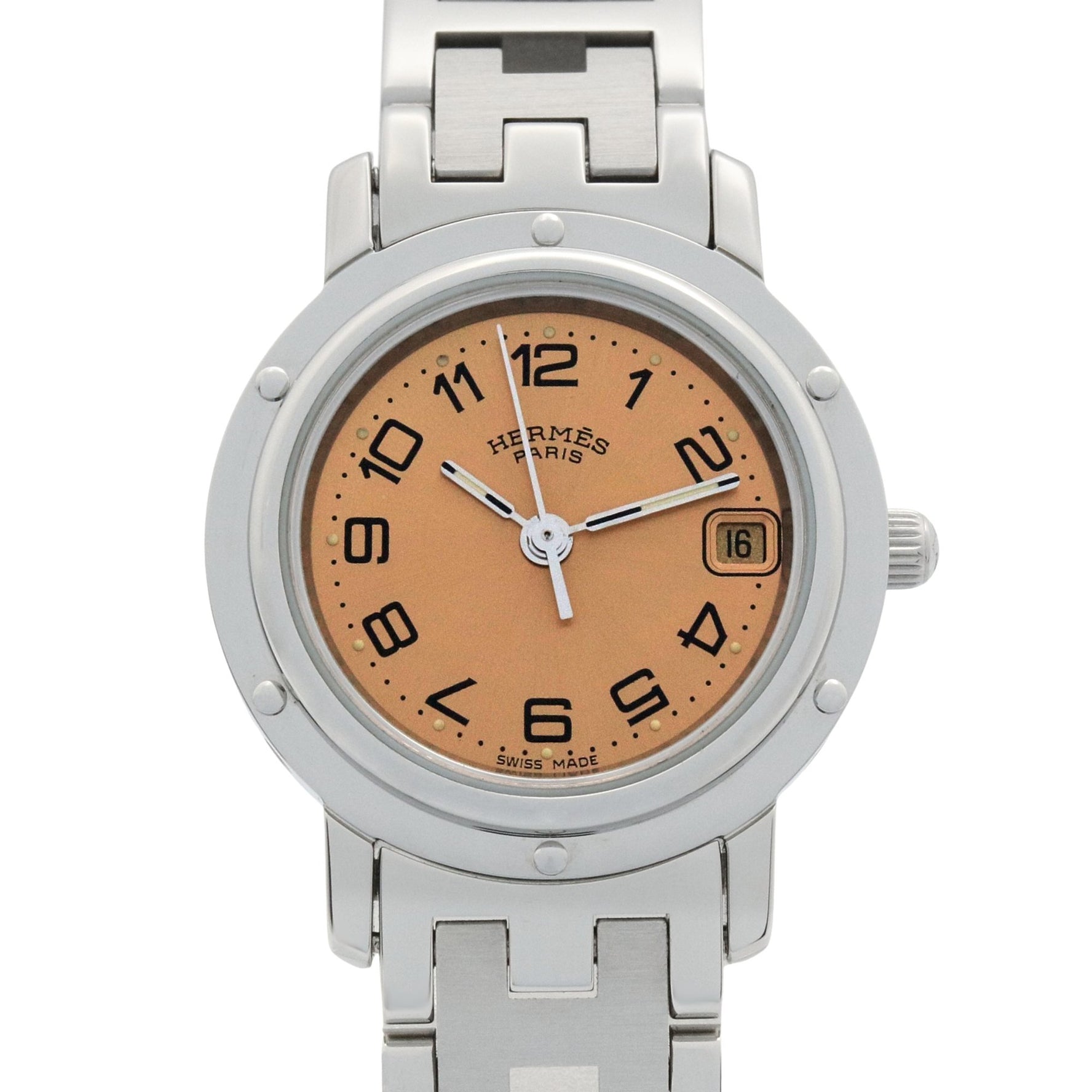 Hermès Clipper Watch, Stainless Steel, Pink