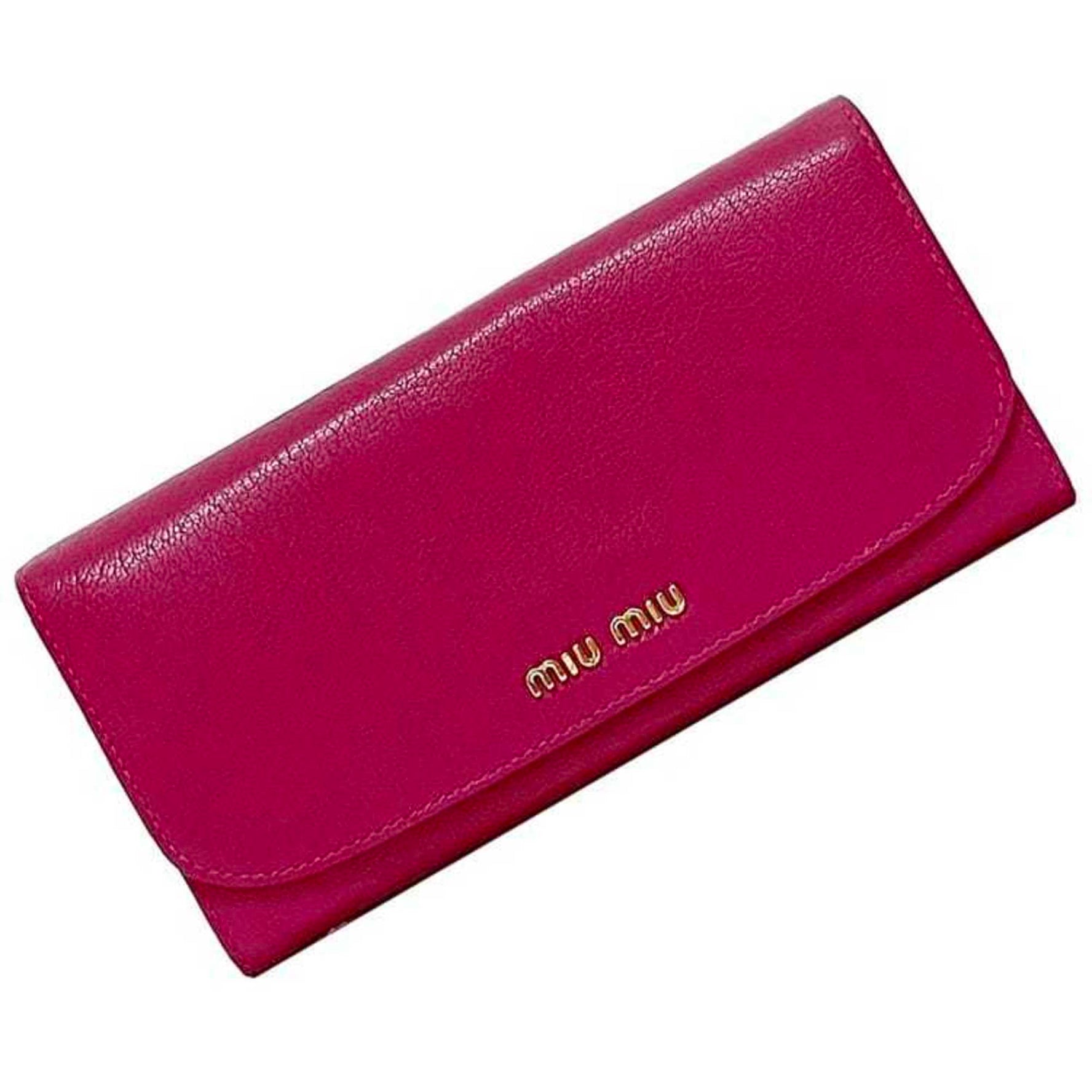 Miu Miu Miu Bi-fold Long Wallet Leather 64 Metal Fittings