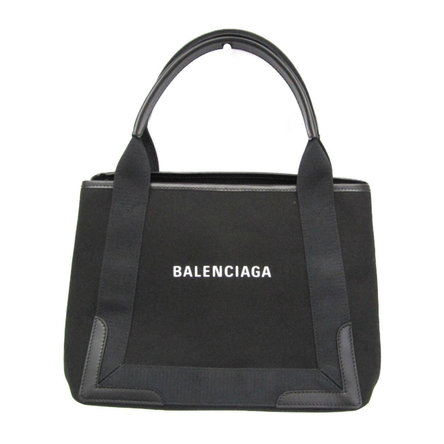 Balenciaga Navy Cabas S 2HH3N Men,Women Canvas,Leather Handbag,Tote Bag Black