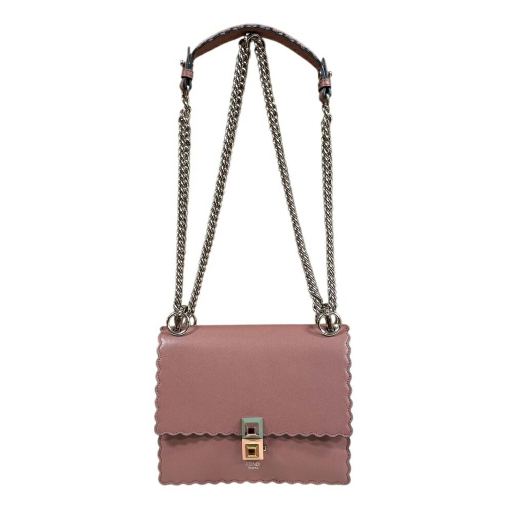 Fendi Canai Mini Shoulder Bag, Leather, Double Chain