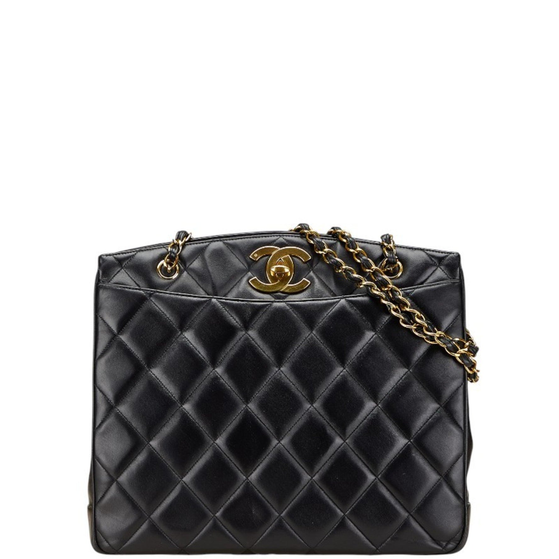 CHANEL Matelasse Coco Mark Chain Shoulder Bag Tote Lambskin