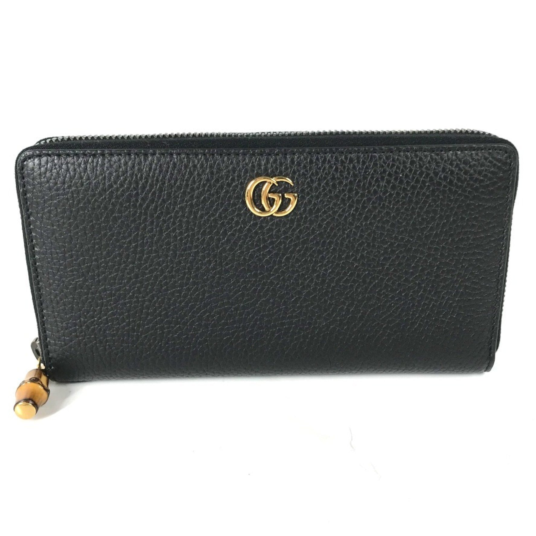 GUCCI GG Marmont Bamboo Round Zip Long Wallet in Leather