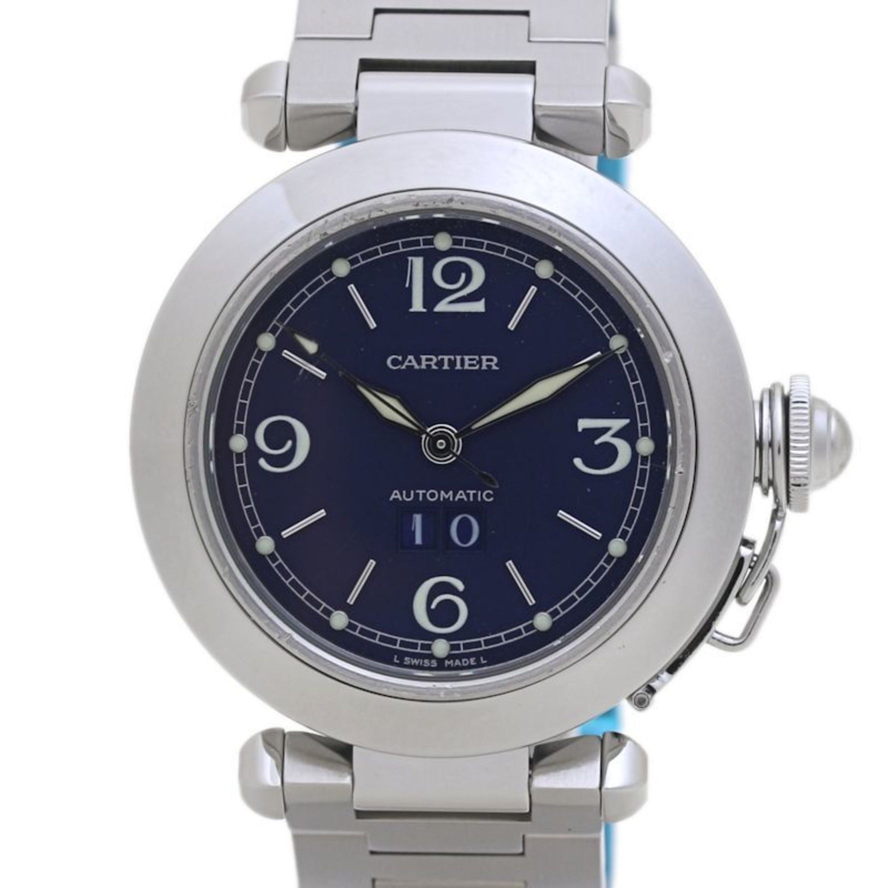 CARTIER Pasha C Big Date Navy Watch Stainless Steel