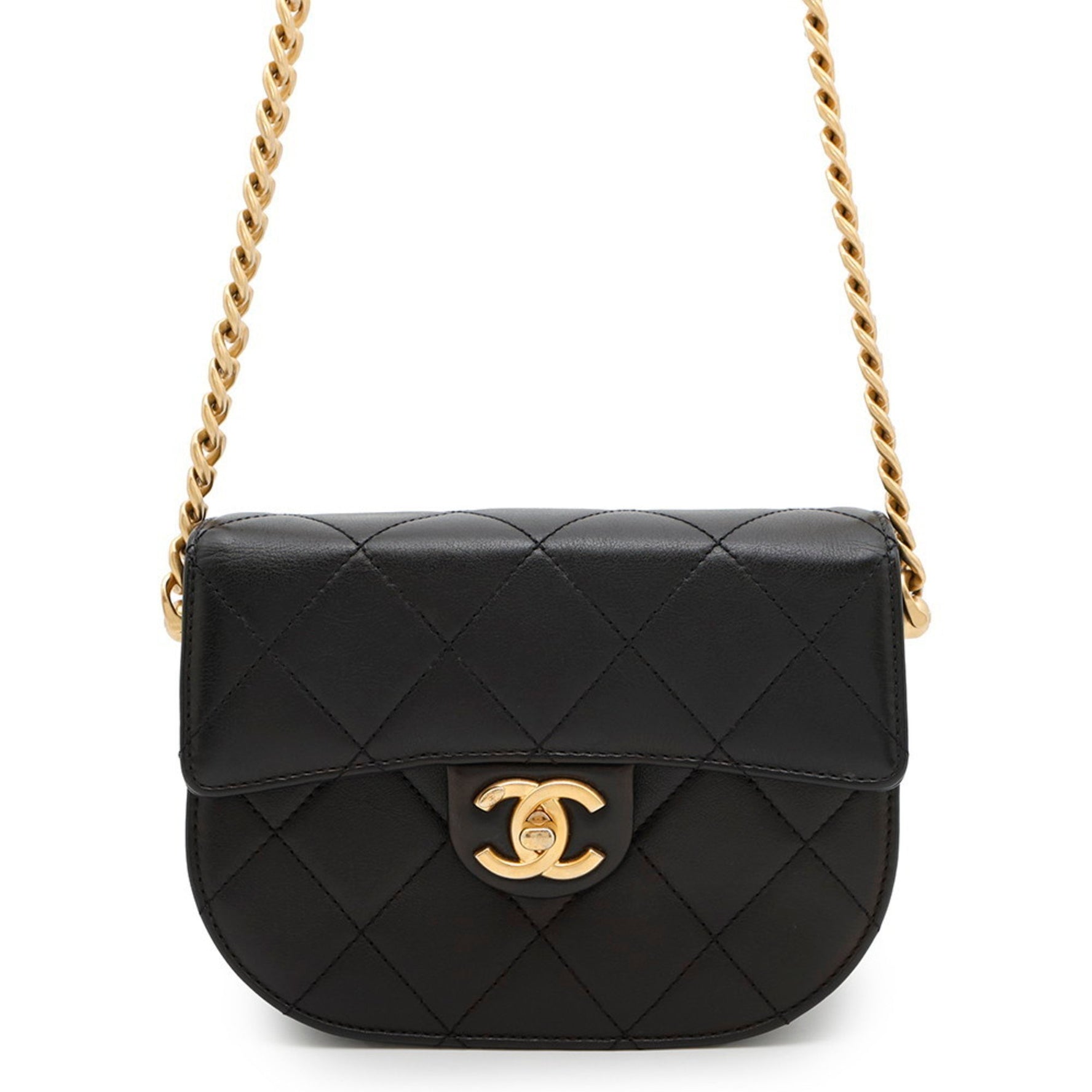Chanel Chain Shoulder Bag with Coco Mark and Matelasse Lambskin, AS2484, Black