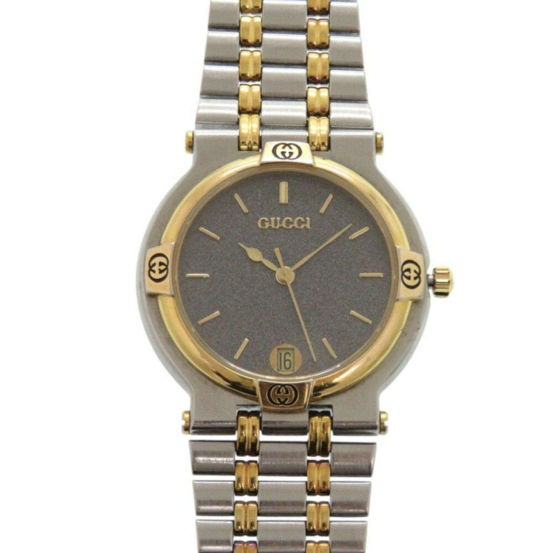 Gucci 9000M Stainless Steel Grey Gold Silver Quartz Watch 1489GUCCI