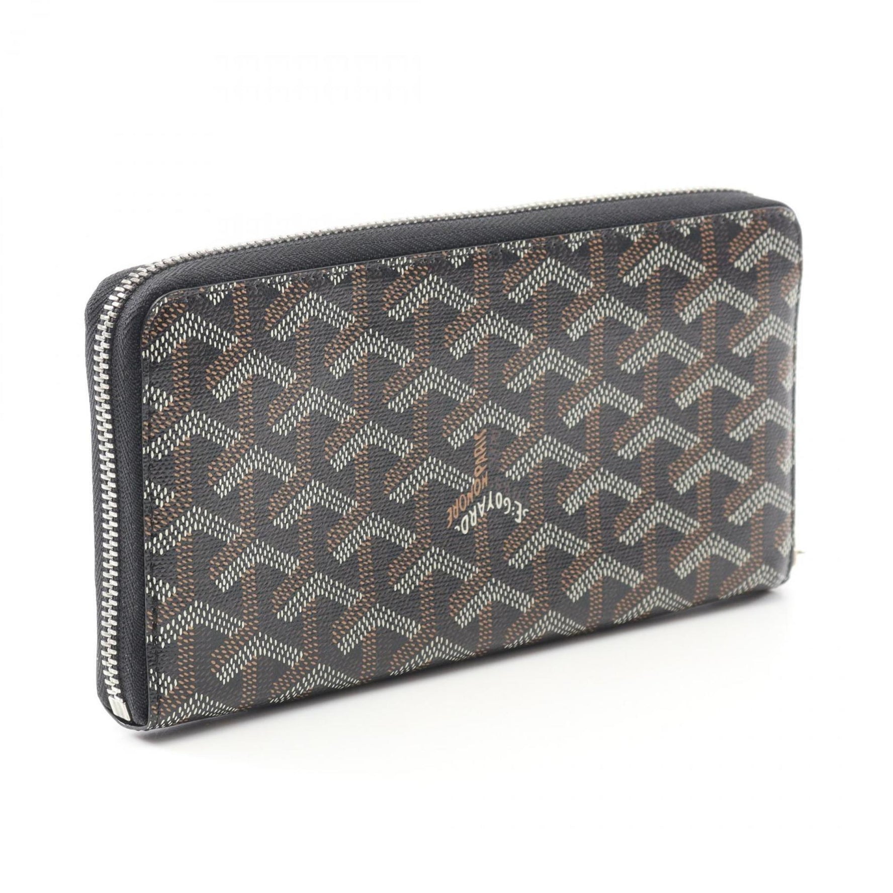 Goyard Matignon GM Round Long Wallet in PVC-Coated Canvas and Leather, Black/Multicolor