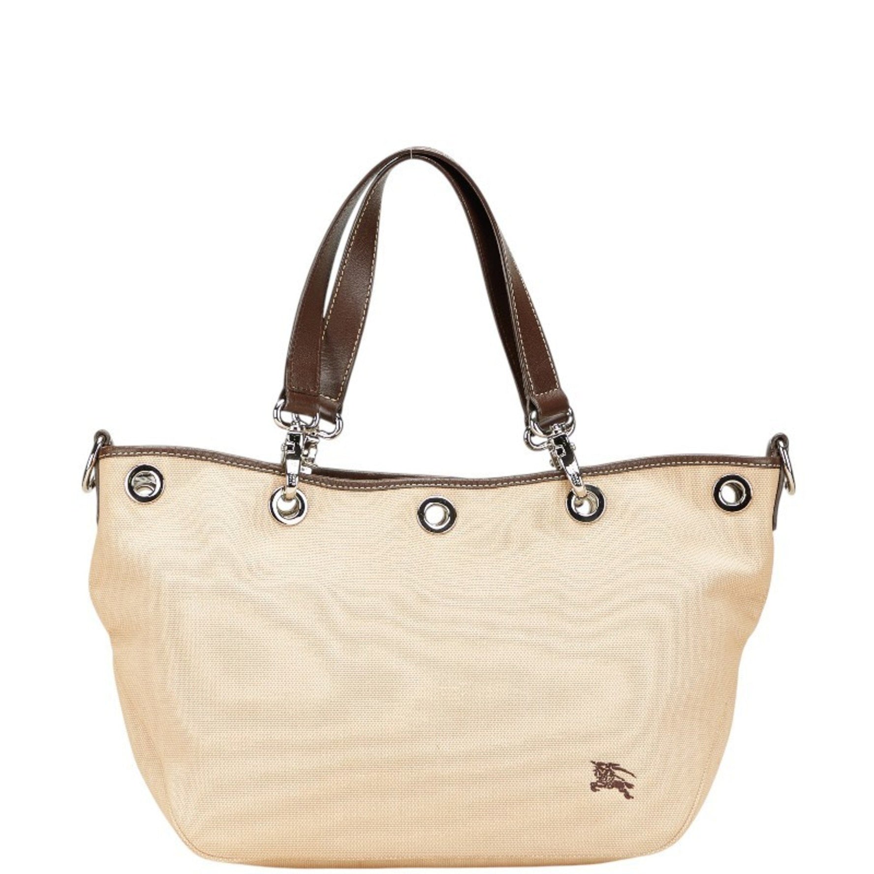 Burberry Nova Check Handbag Tote Bag Beige Brown Canvas