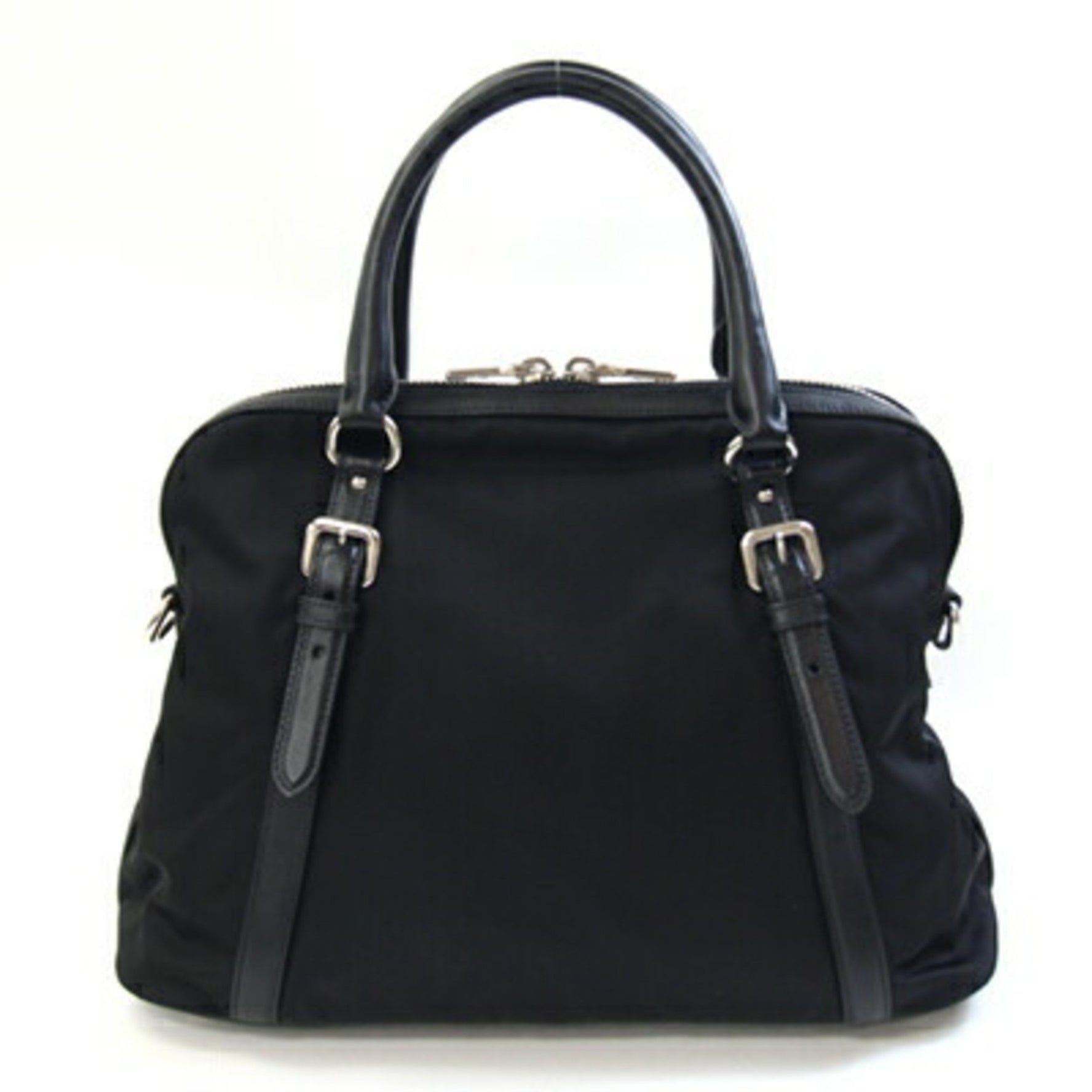 Prada Handbag Nylon and Leather Trapezoid Shoulder Bag