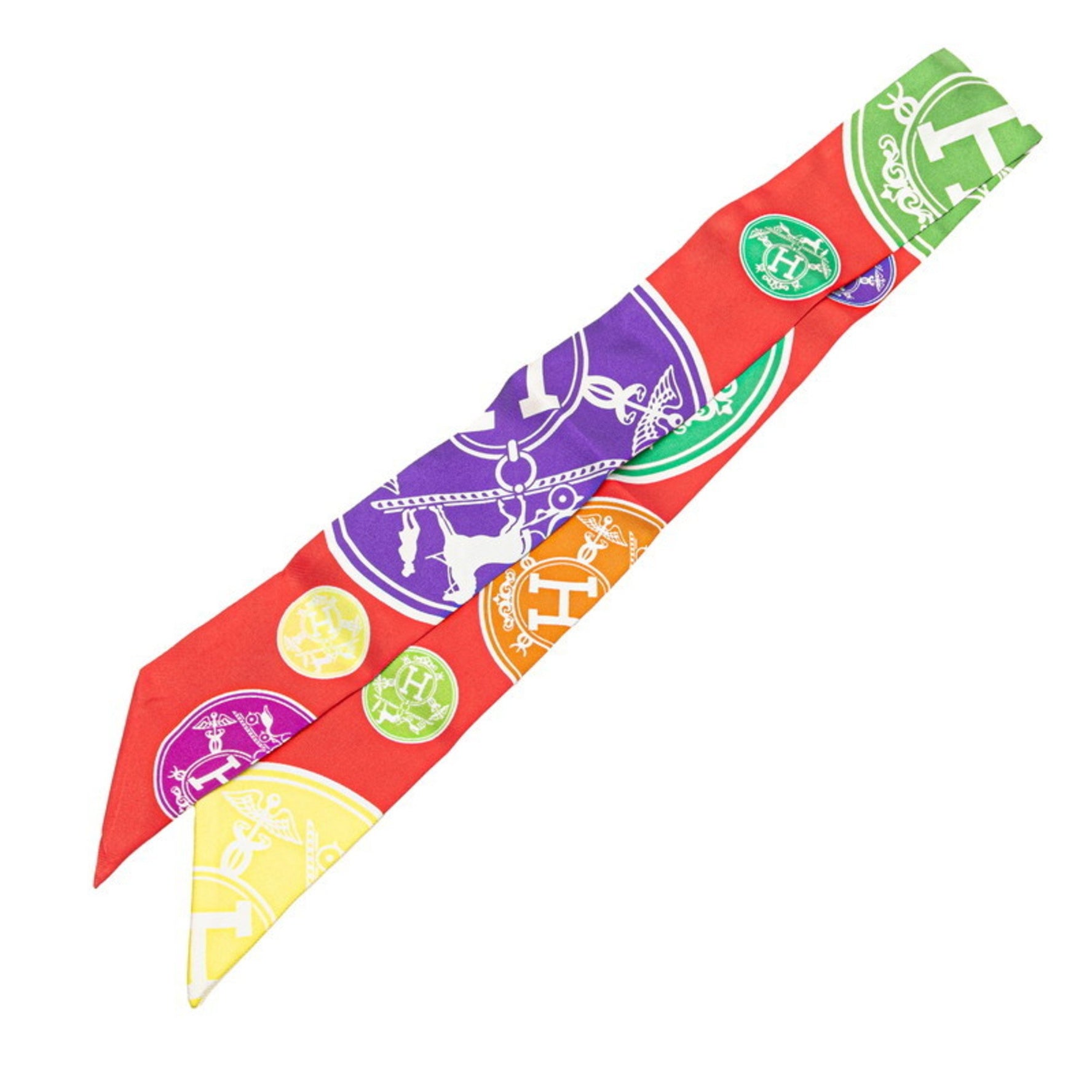 Hermès Twilly EX Libris Confetti Scarf, Multicolored Silk, HERMES