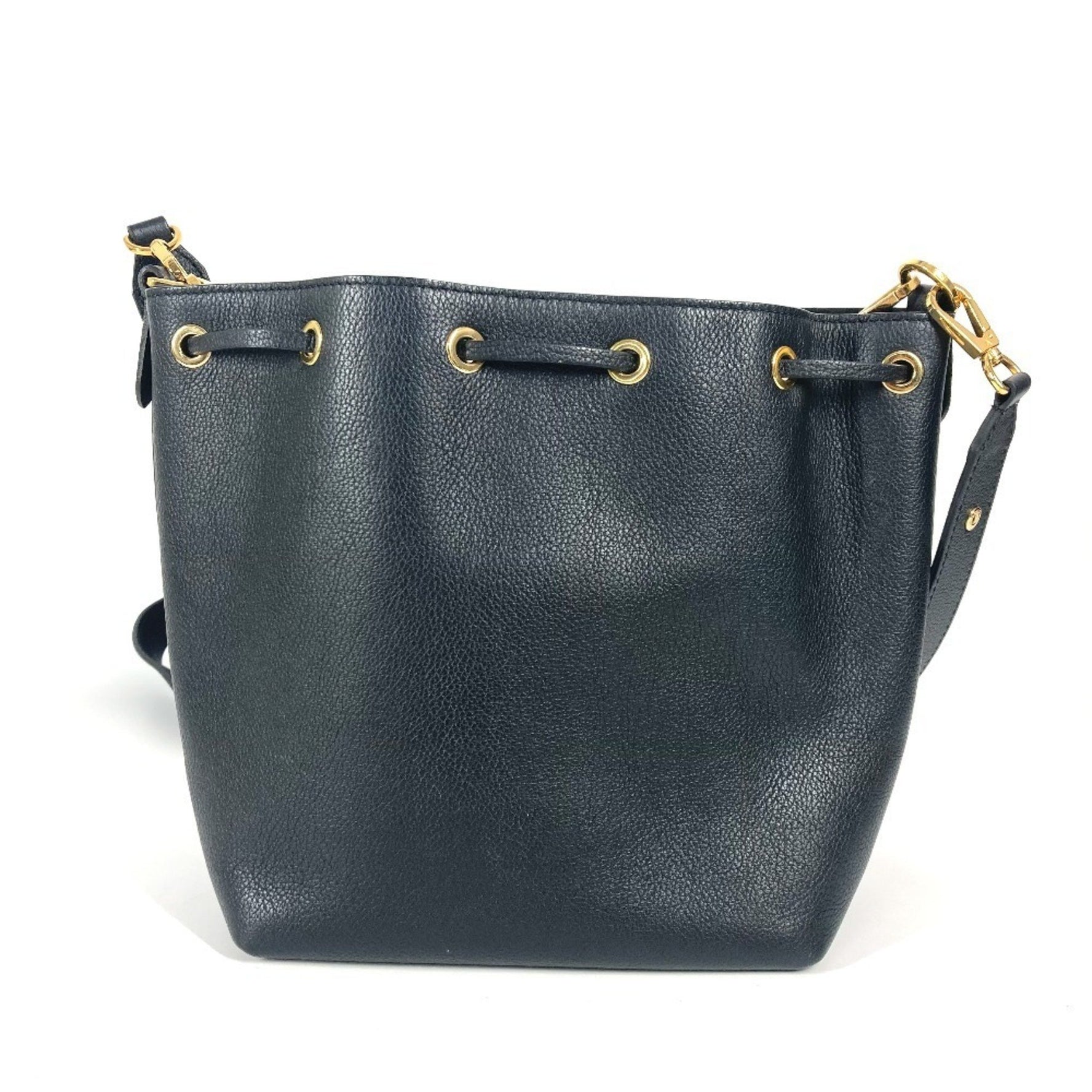 Louis Vuitton Lock Me Bucket NV Drawstring Bag Handbag Crossbody Shoulder Leather Noir Black