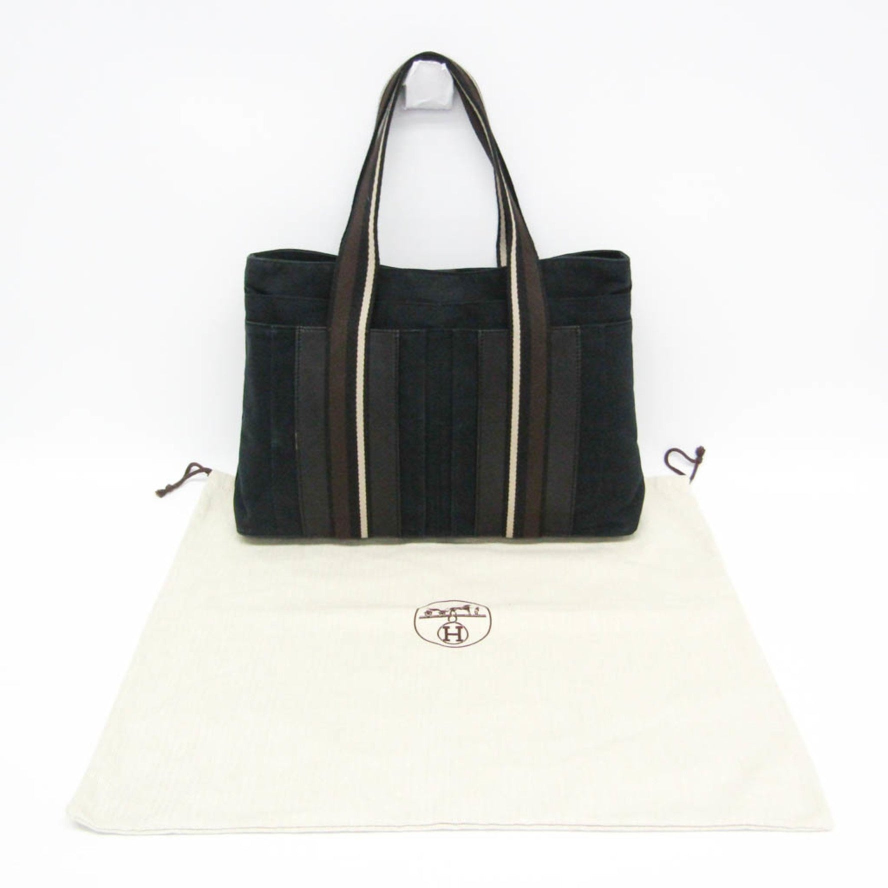 Hermes Troca Horizontal MM Men,Women Leather,Cotton Handbag Black,Dark Brown