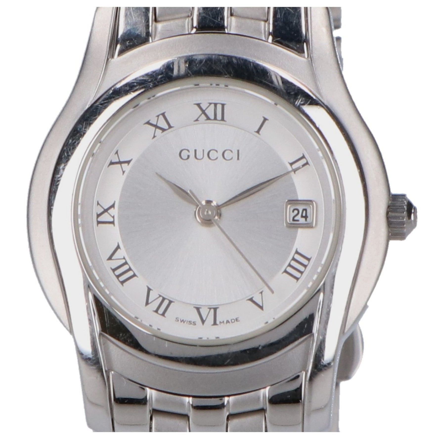 GUCCI SS Date Quartz Watch, Silver