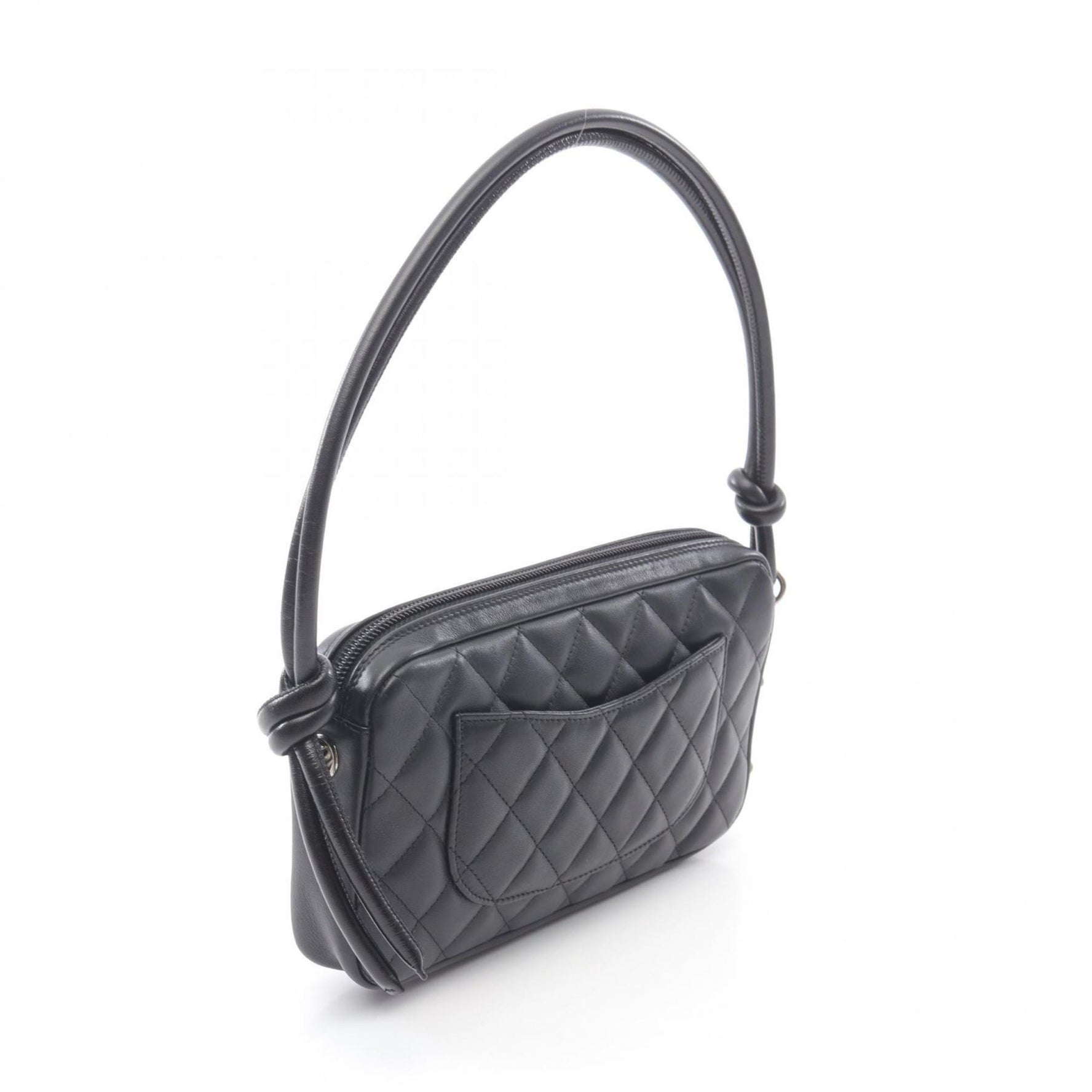 CHANEL Cambon line handbag, leather, black and white