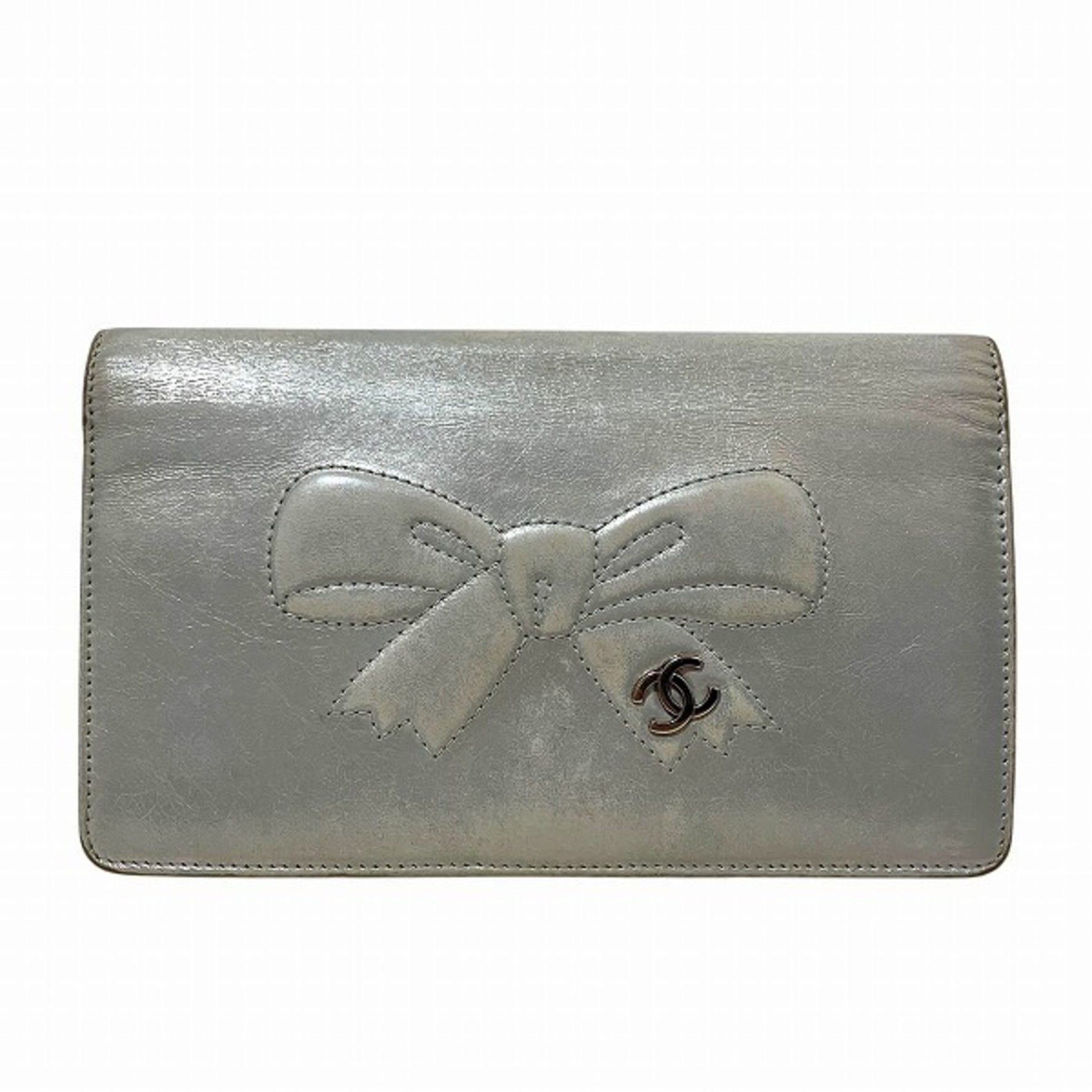 CHANEL Coco Mark 6896 Ribbon Long Wallet Bi-fold