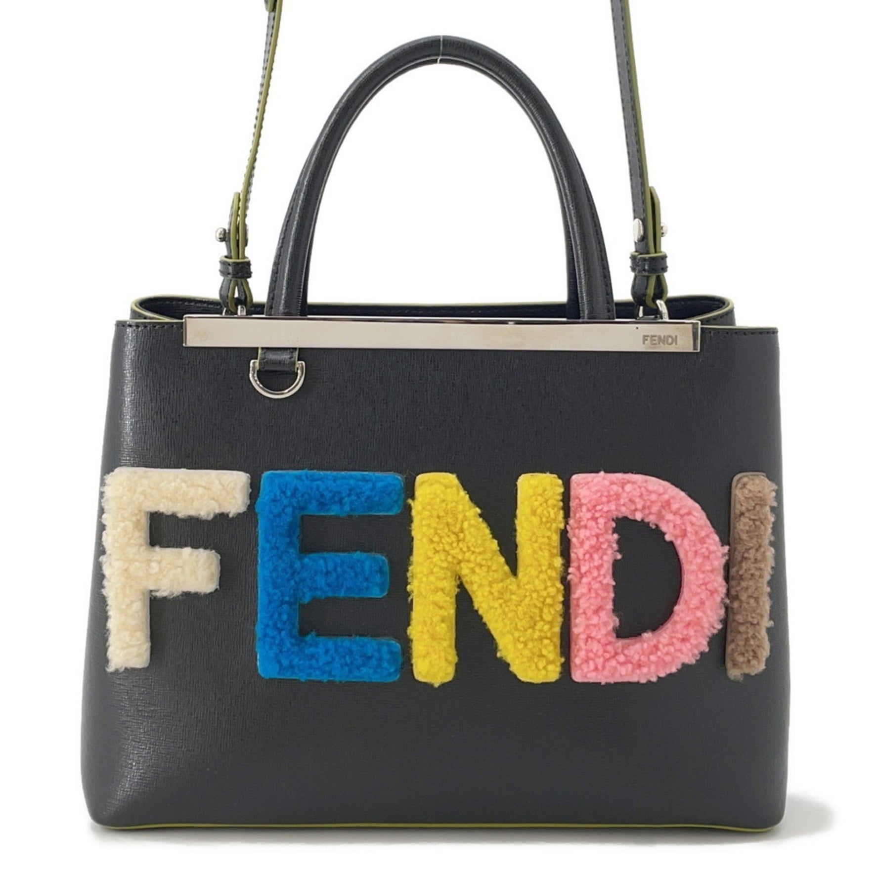 Fendi Petit Toujours Leather Mouton Handbag, Black, Shoulder Bag