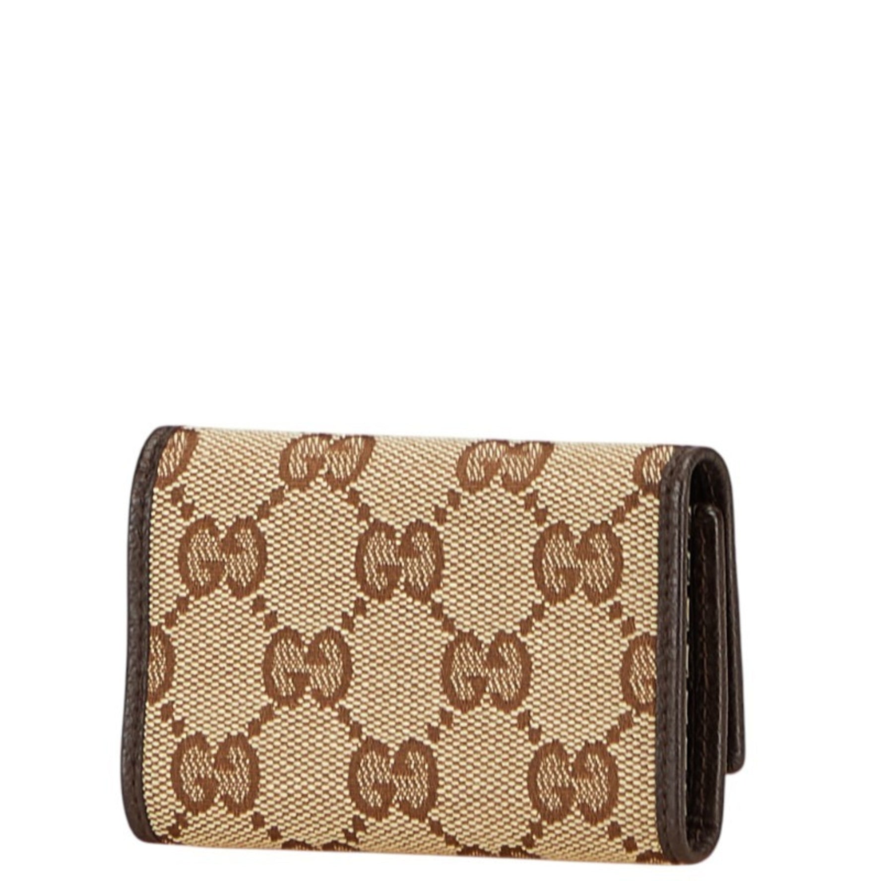 Gucci GG Canvas Key Case Beige Brown Leather