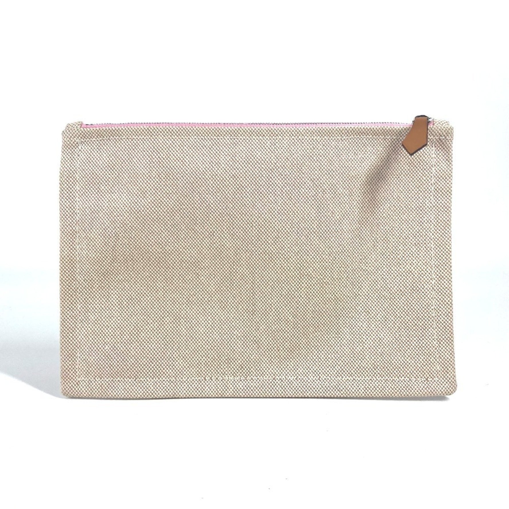 HERMES Logo Yachting Makeup Pouch, Clutch Bag, Multi-Pouch, Canvas, Pink