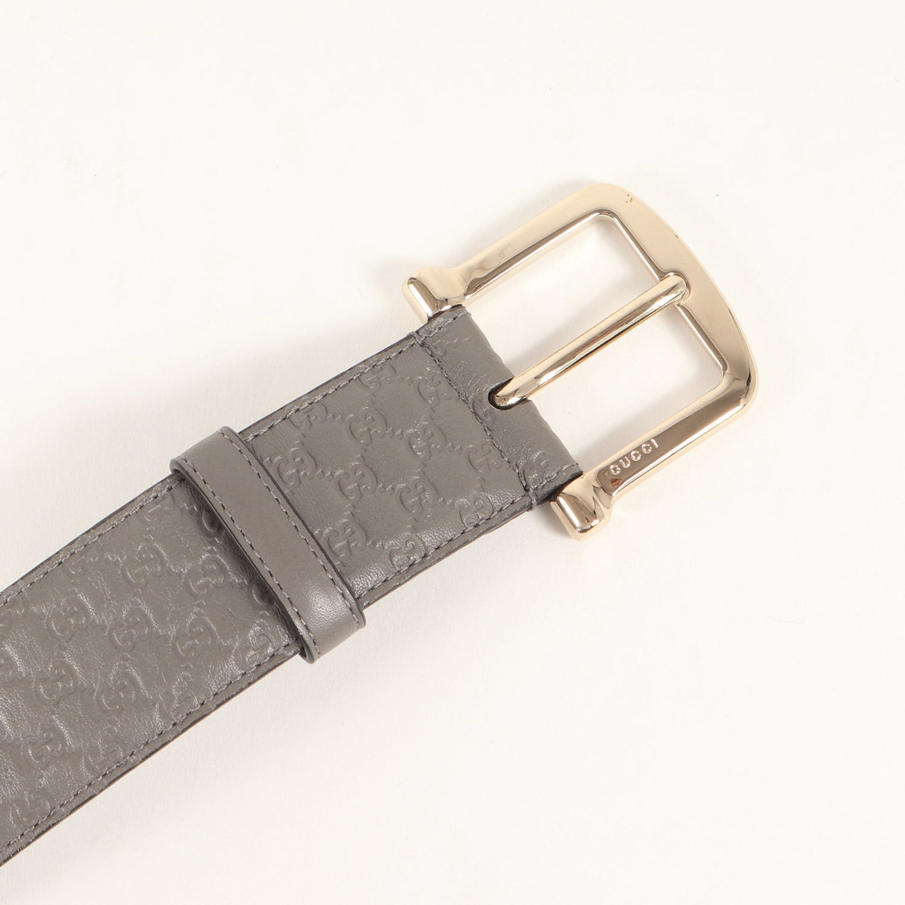 GUCCI Belt Size: 80・32 GG Micro Shima Leather Grey